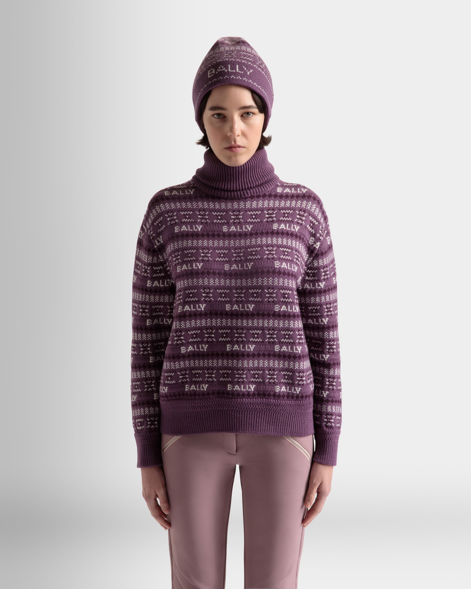 Rollkragenpullover Aus Wolle In Lila - Damen - Bally - 03