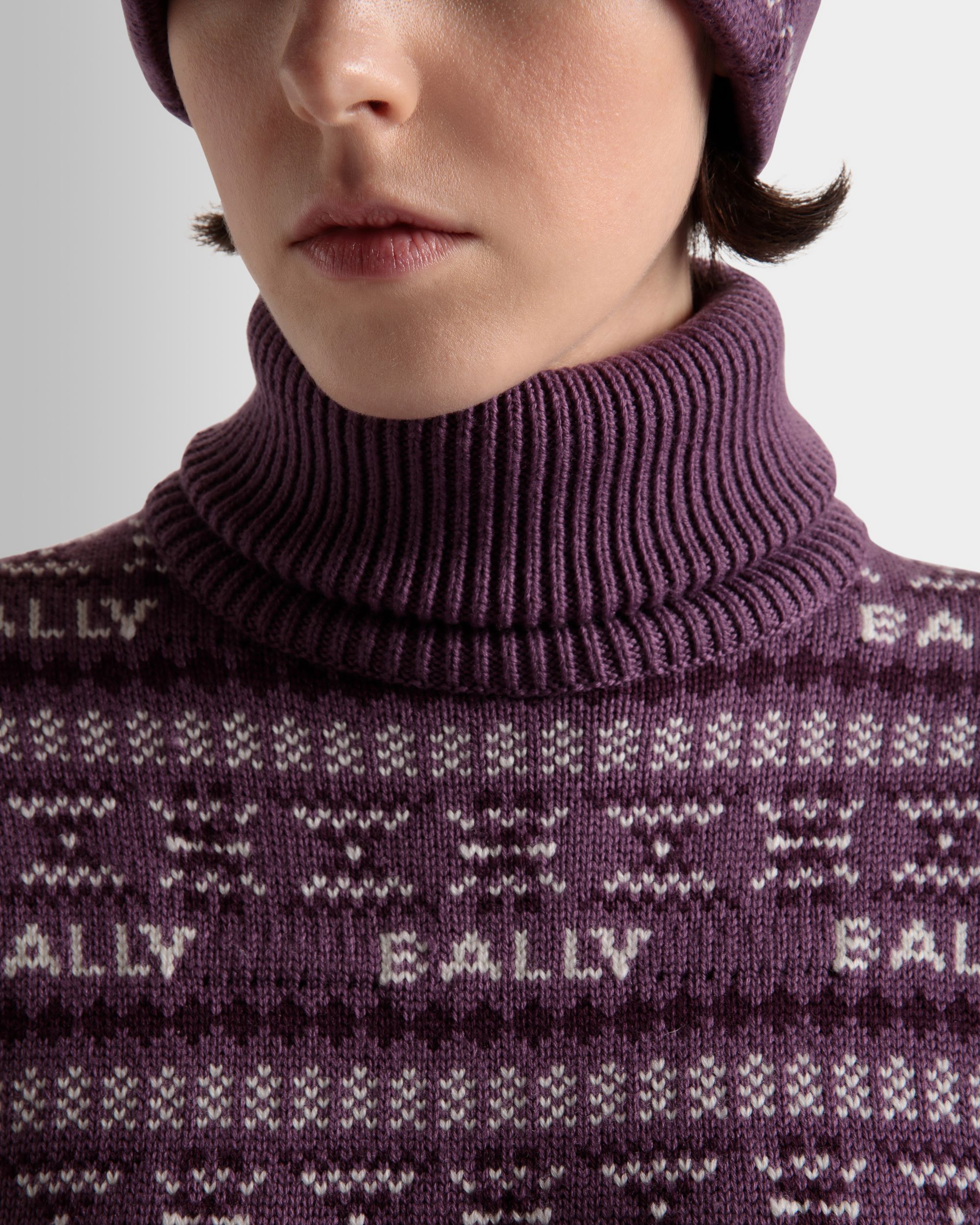 Rollkragenpullover Aus Wolle In Lila - Damen - Bally - 04