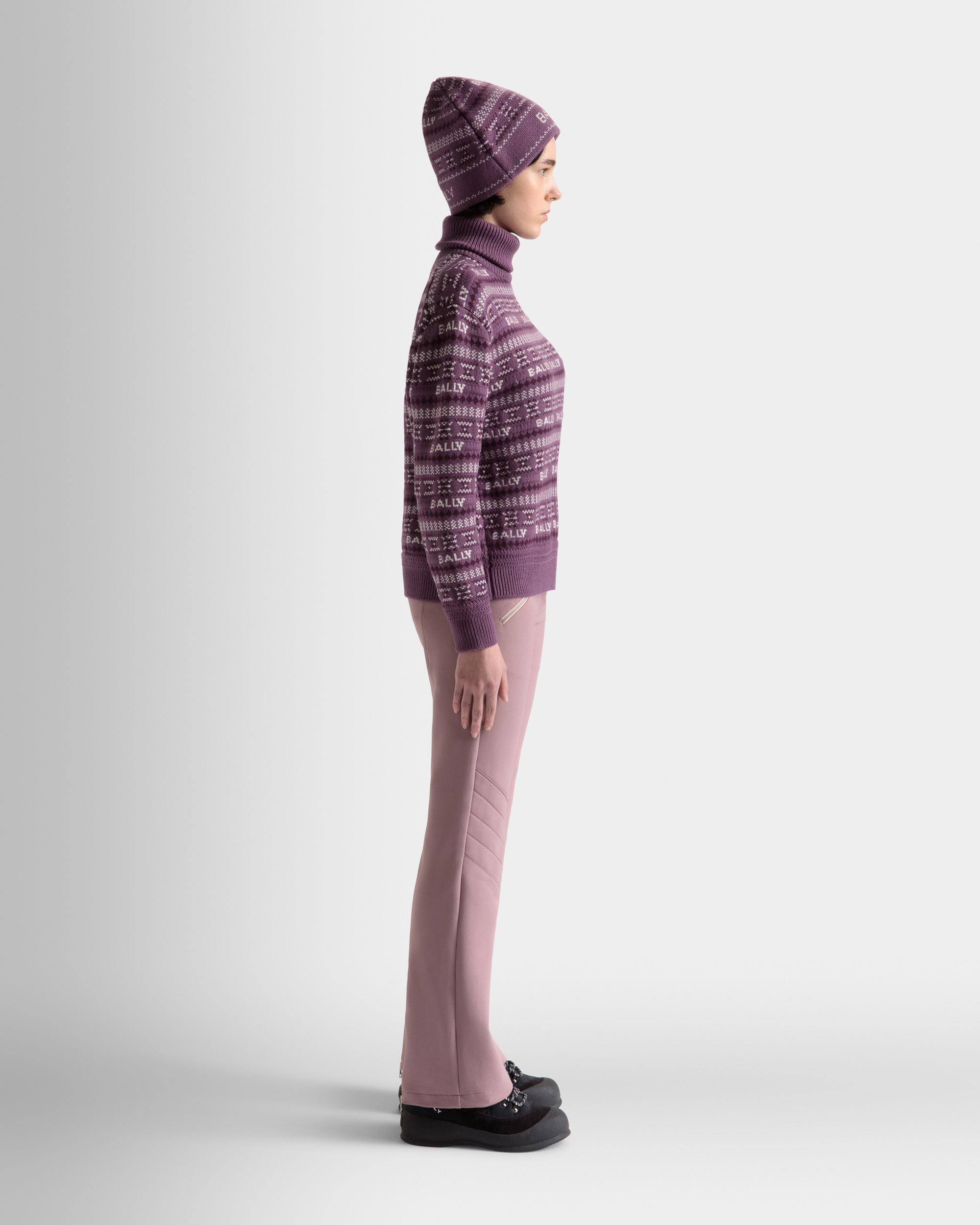 Rollkragenpullover Aus Wolle In Lila - Damen - Bally - 05