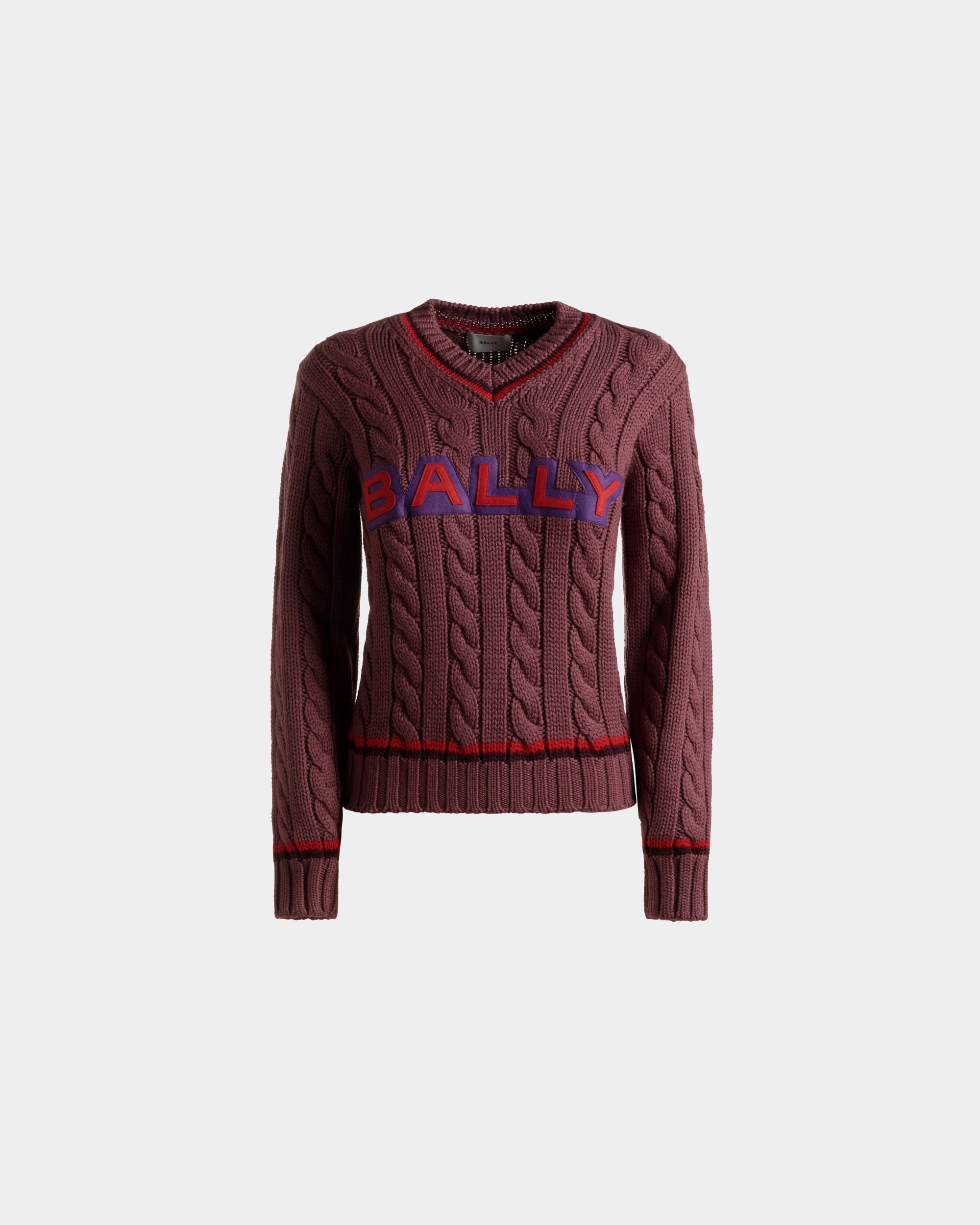 Pullover Mit V-Ausschnitt Aus Wolle In Hellrosa - Damen - Bally - 01