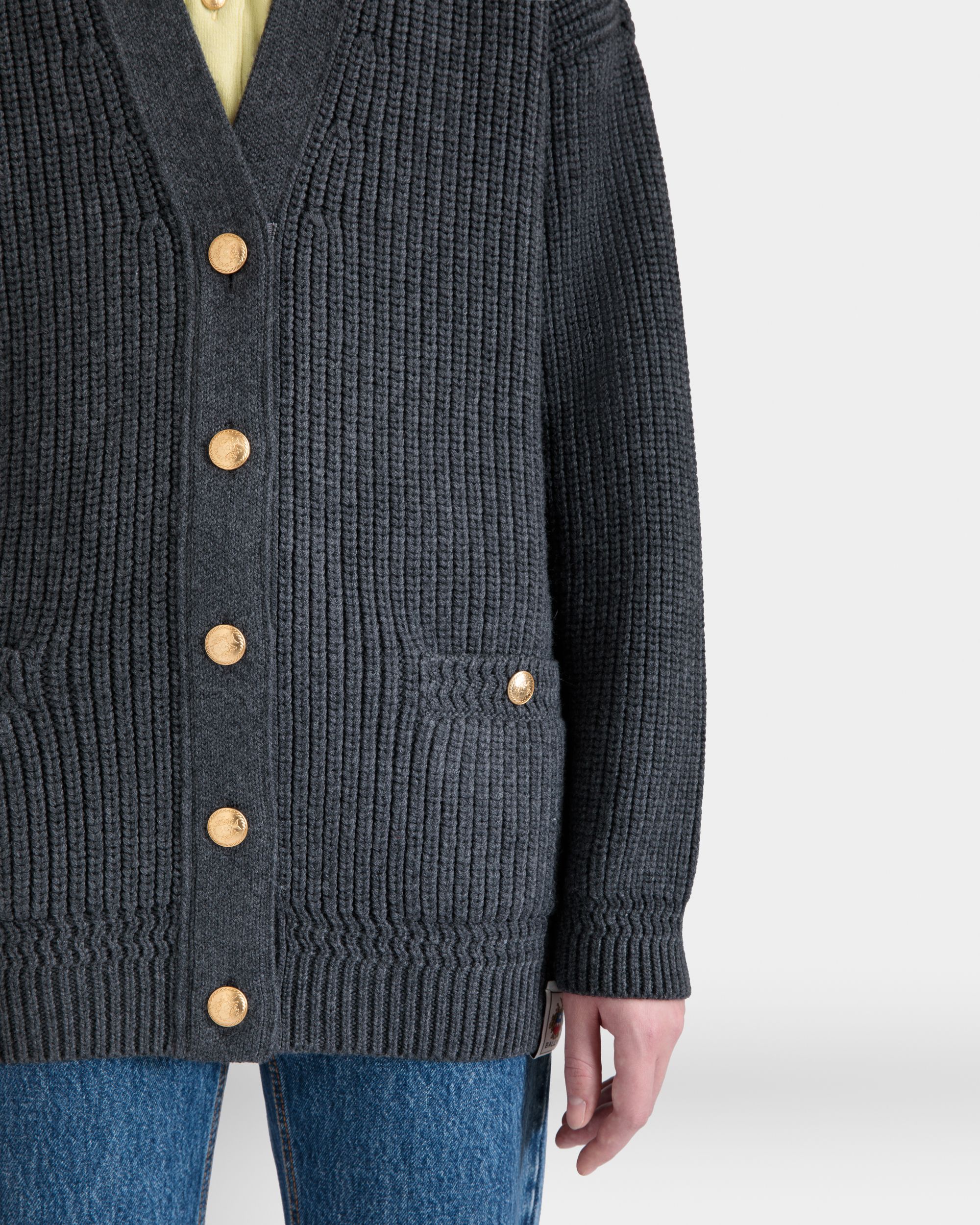 Cardigan Aus Wolle In Dunkelgrau - Damen - Bally - 04