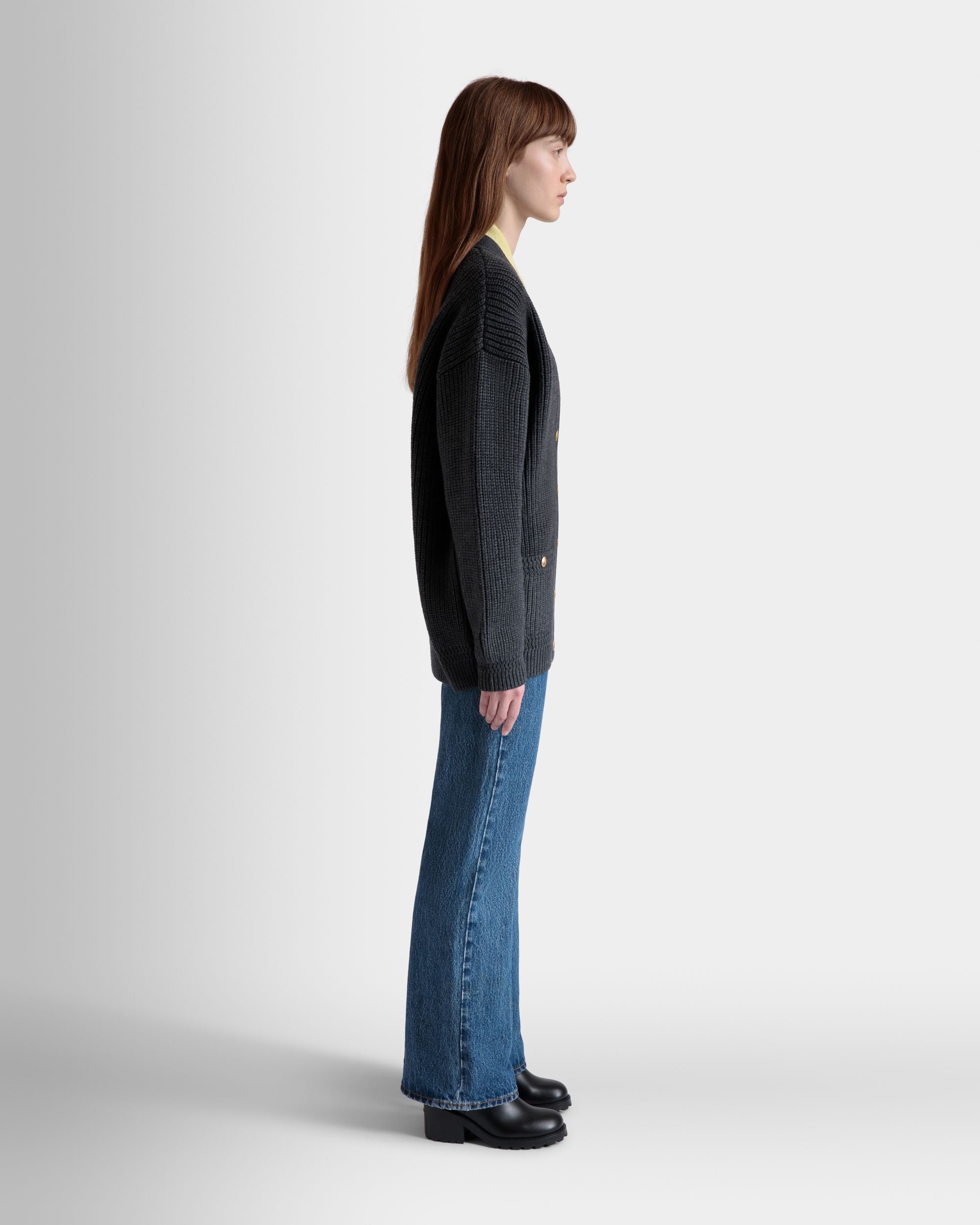 Cardigan Aus Wolle In Dunkelgrau - Damen - Bally - 06