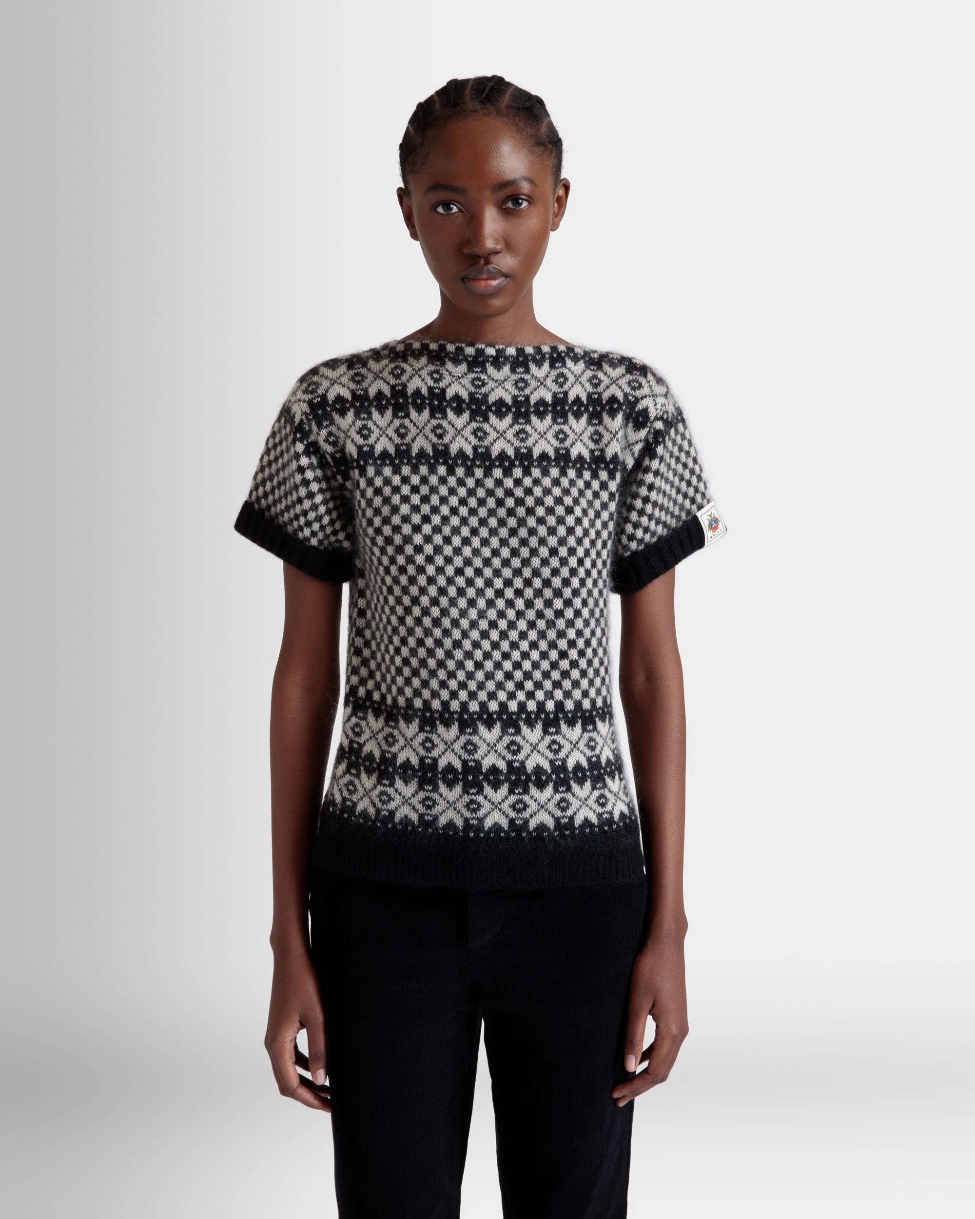Knit Top In Black And White Mohair And Silk - Damen - Bally - 03