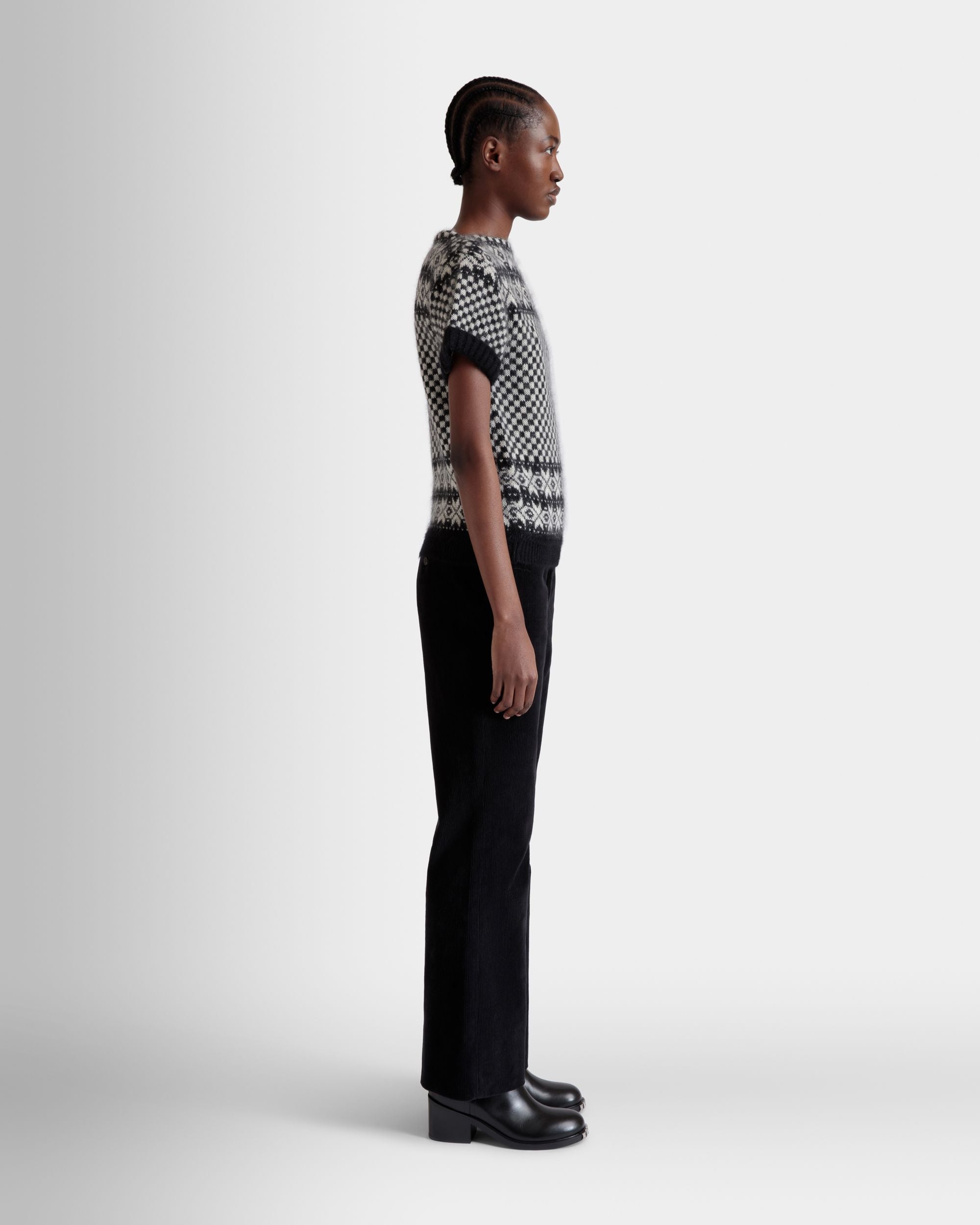 Knit Top In Black And White Mohair And Silk - Damen - Bally - 05