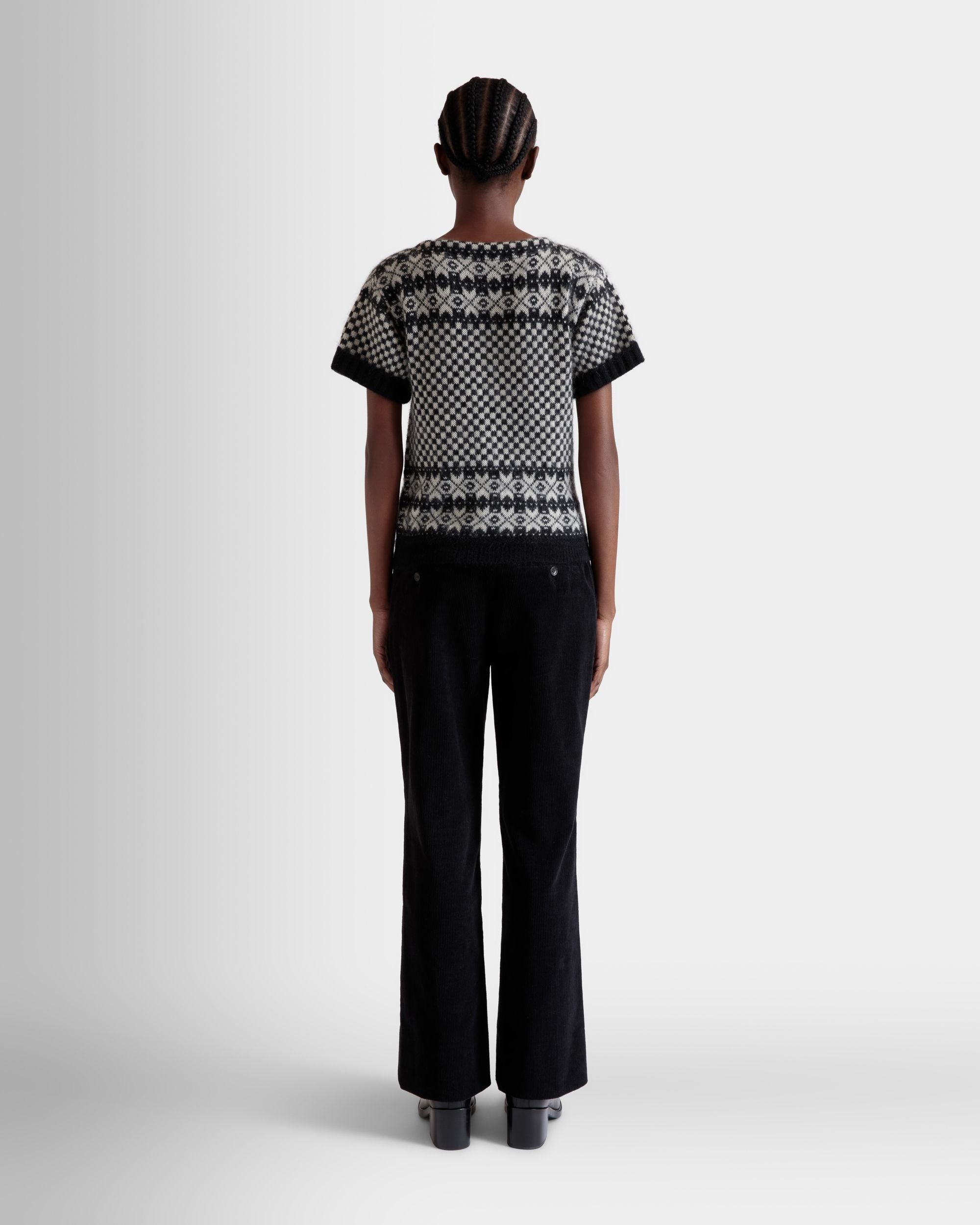 Knit Top In Black And White Mohair And Silk - Damen - Bally - 06