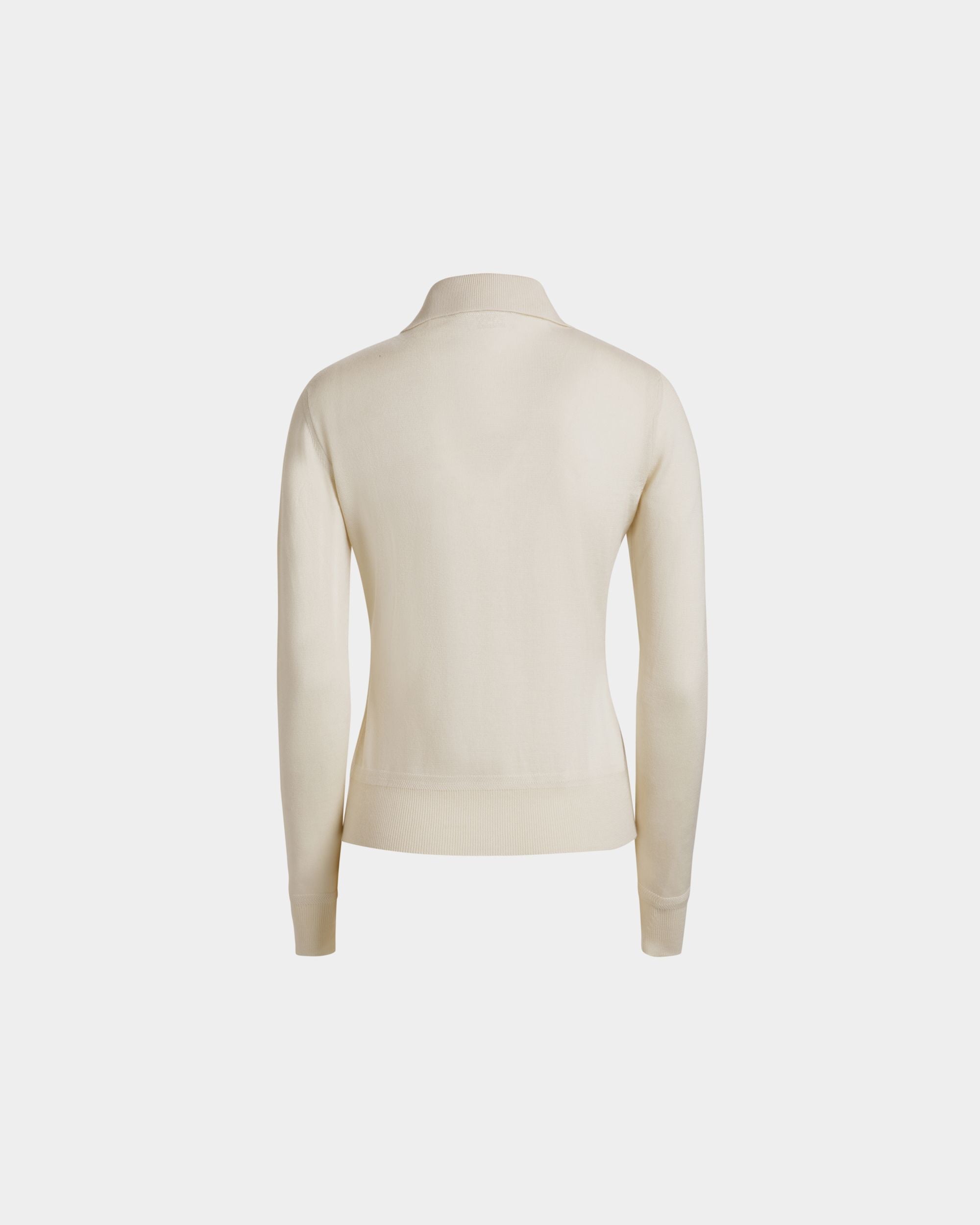 Langarm-Poloshirt Aus Elfenbeinfarbenem Kaschmir-Seiden-Mix - Damen - Bally - 07
