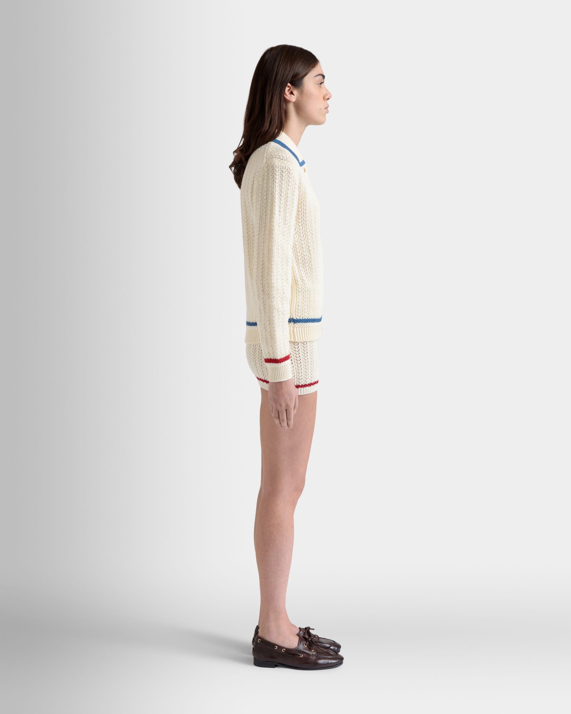 Cardigan Aus Elfenbeinfarbener Baumwolle - Damen - Bally - 05