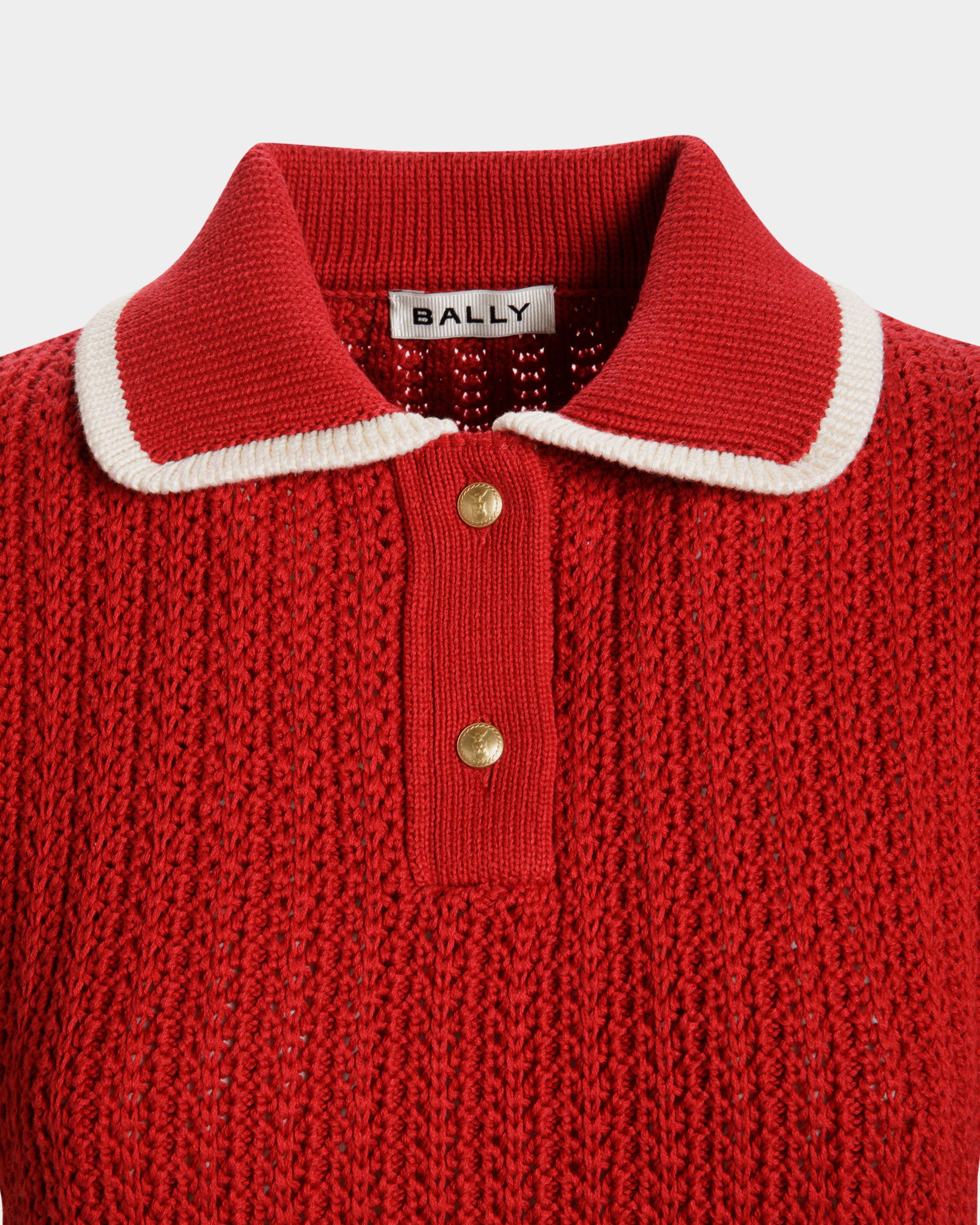 Gestricktes Poloshirt Aus Baumwolle In Rot - Damen - Bally - 02