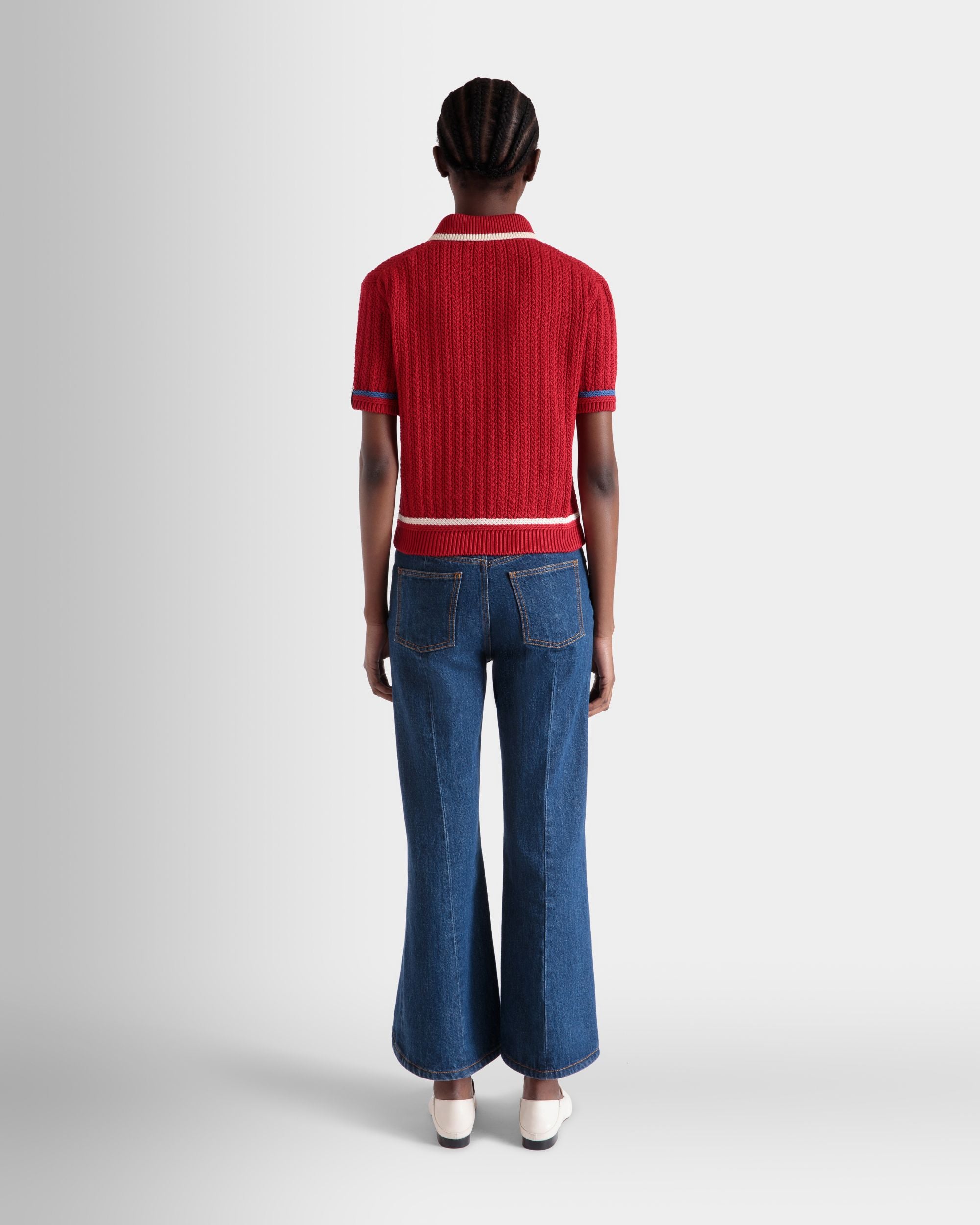 Gestricktes Poloshirt Aus Baumwolle In Rot - Damen - Bally - 04