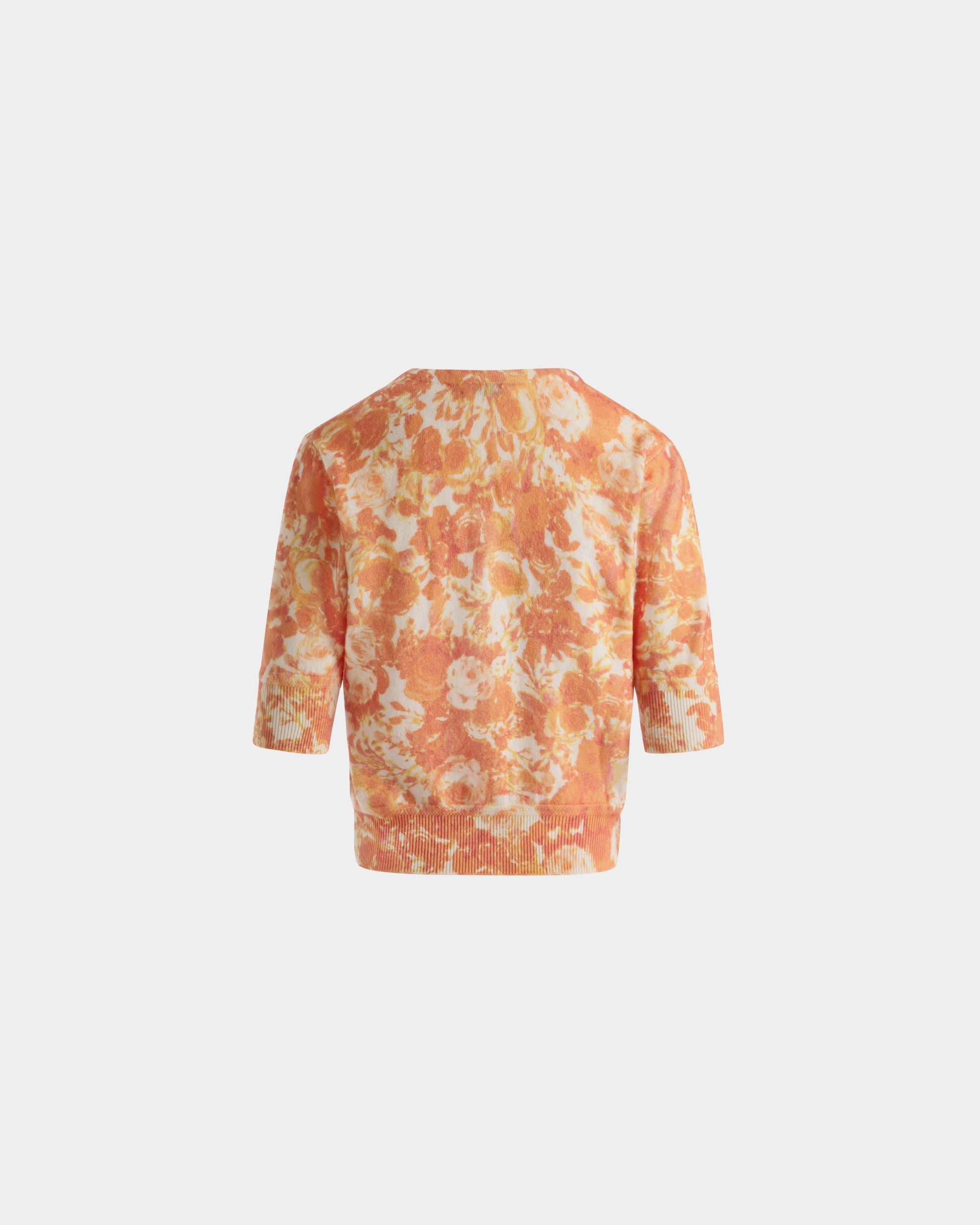Cardigan Mit Rosengarten-Print Aus Kaschmir In Koi Orange - Damen - Bally - 07