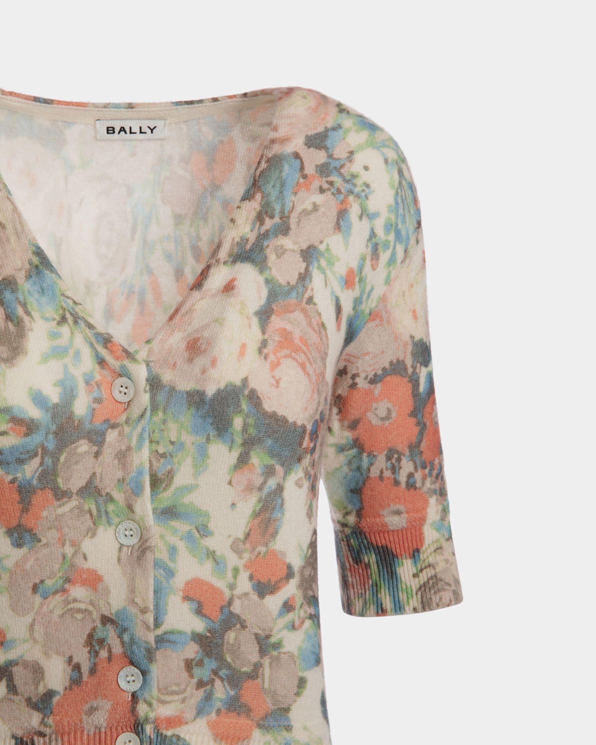 Cardigan Mit Rosengarten-Print Aus Mehrfarbigem Kaschmir - Damen - Bally - 02