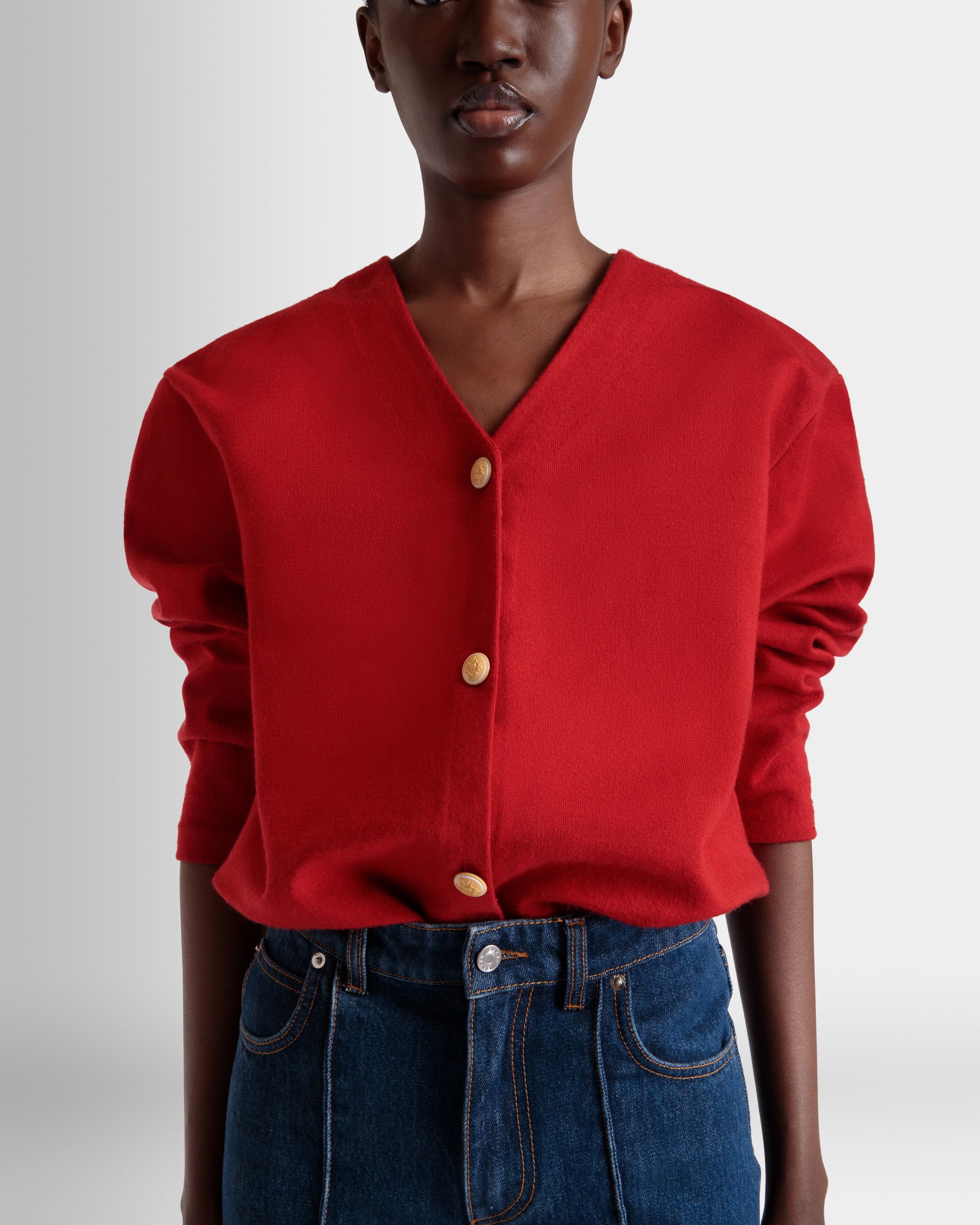 Cardigan Aus Einer Mischung Aus Roter Wolle Und Seide - Damen - Bally - 03