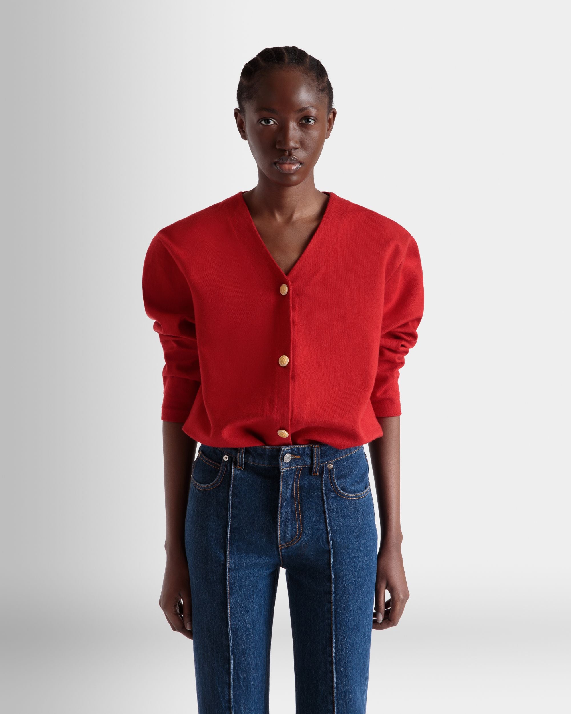Cardigan Aus Einer Mischung Aus Roter Wolle Und Seide - Damen - Bally - 08