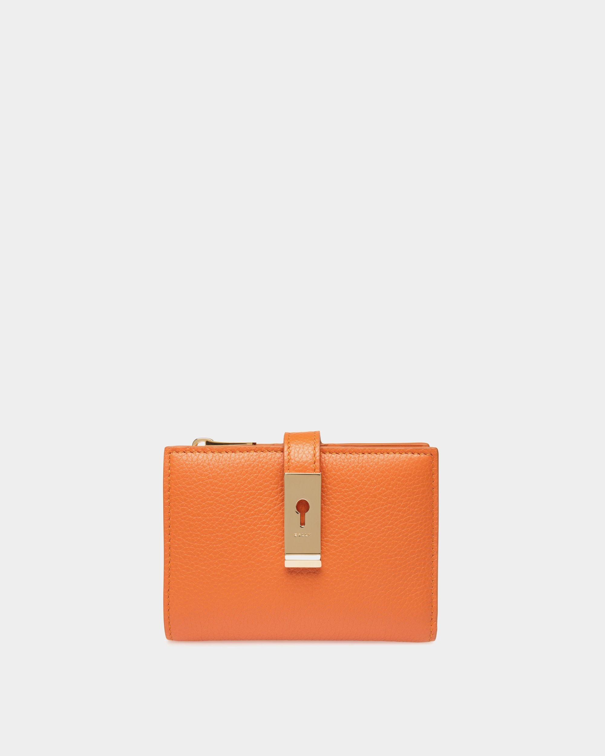 Geldbörse Lock Me Aus Genarbtem Leder In Koi Orange - Damen - Bally - 01