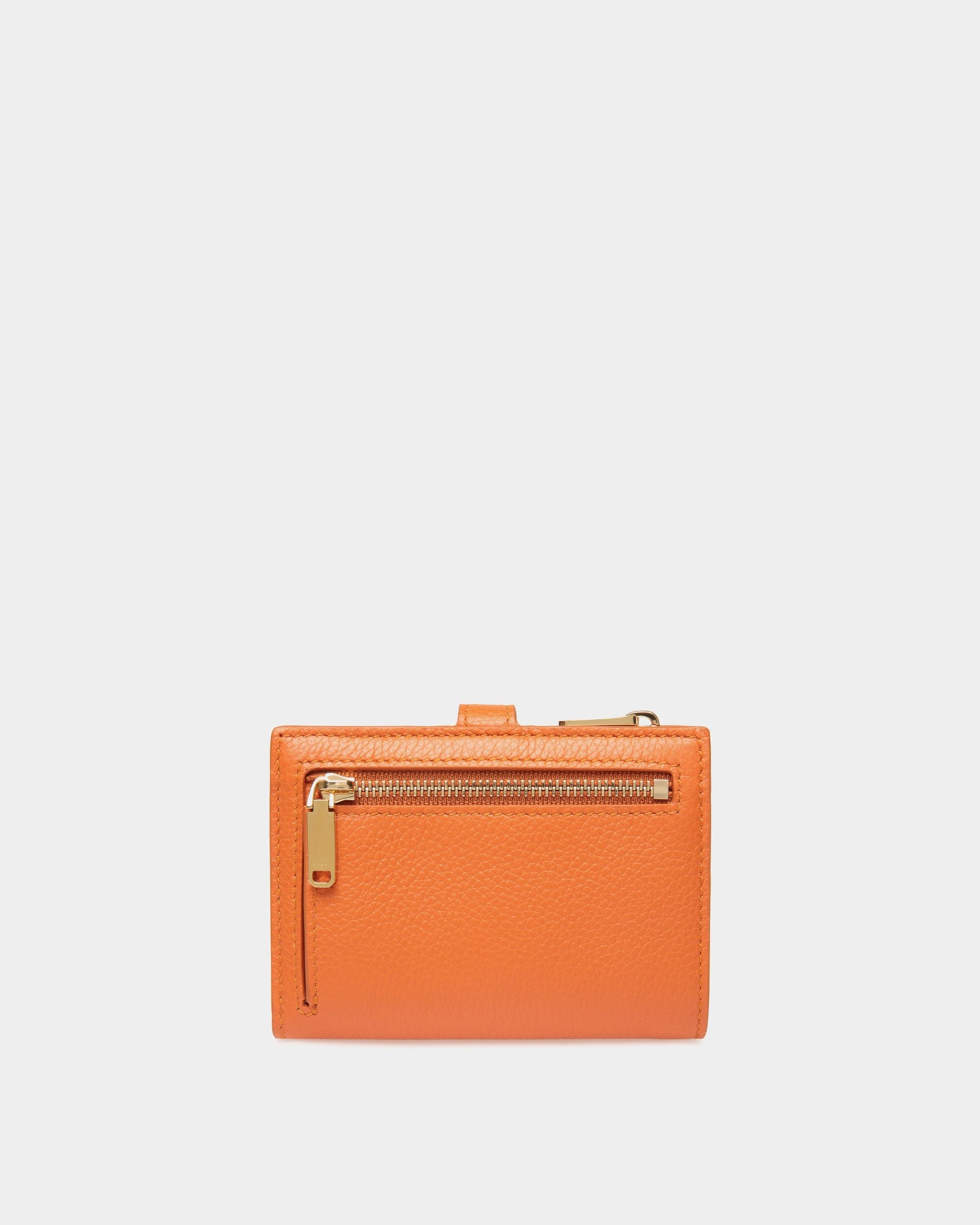 Geldbörse Lock Me Aus Genarbtem Leder In Koi Orange - Damen - Bally - 02