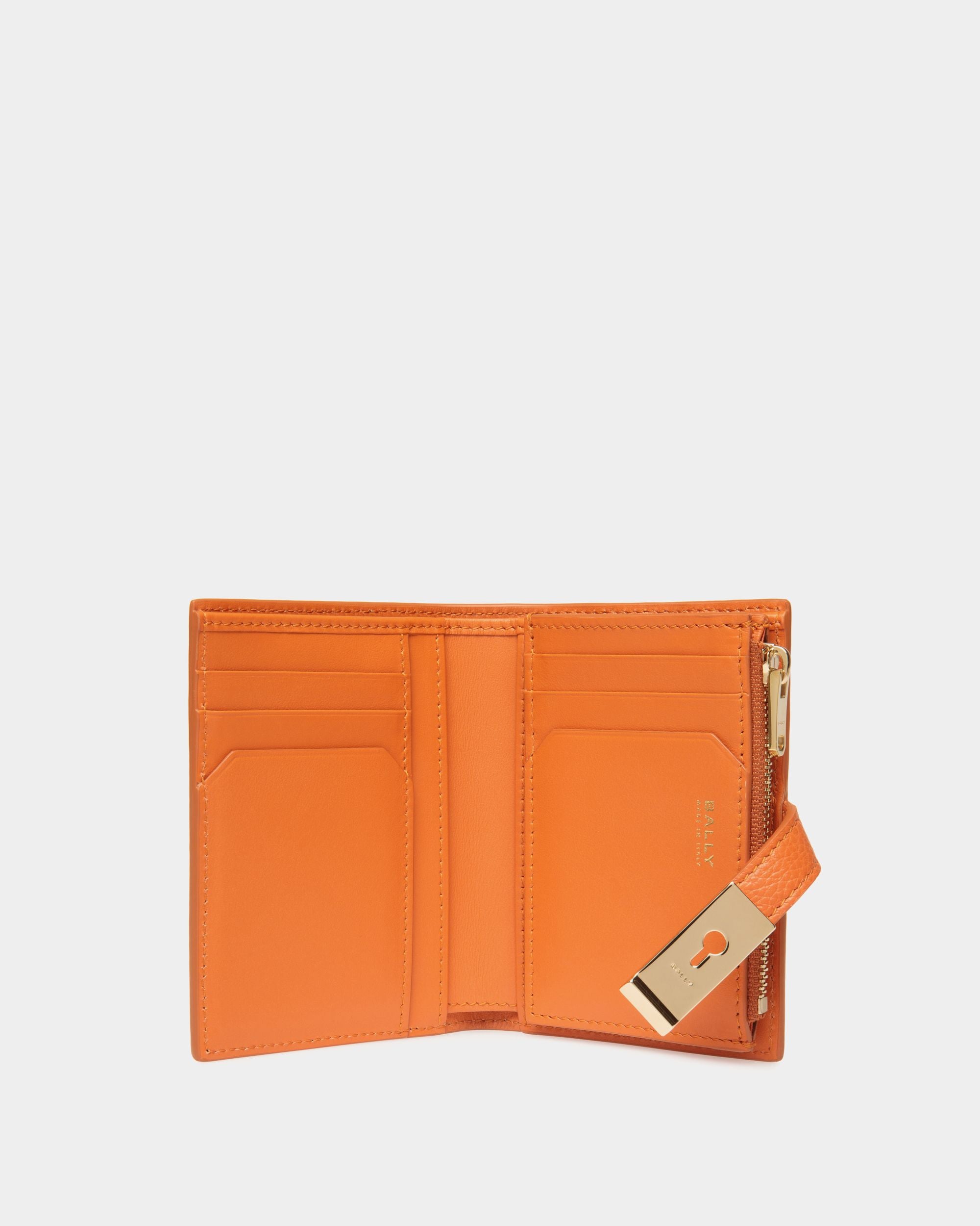 Geldbörse Lock Me Aus Genarbtem Leder In Koi Orange - Damen - Bally - 03