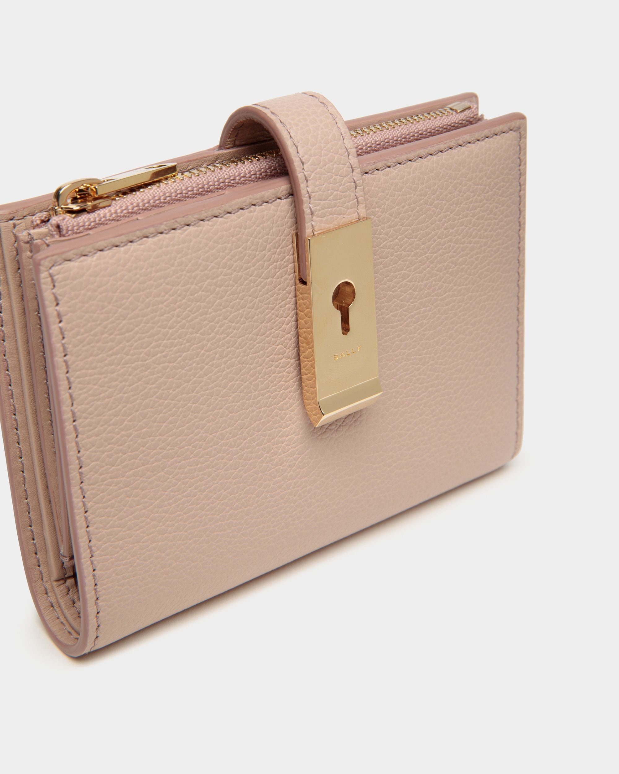 Lock Me Geldbörse Aus Genarbtem Leder In Light Beige - Damen - Bally - 04
