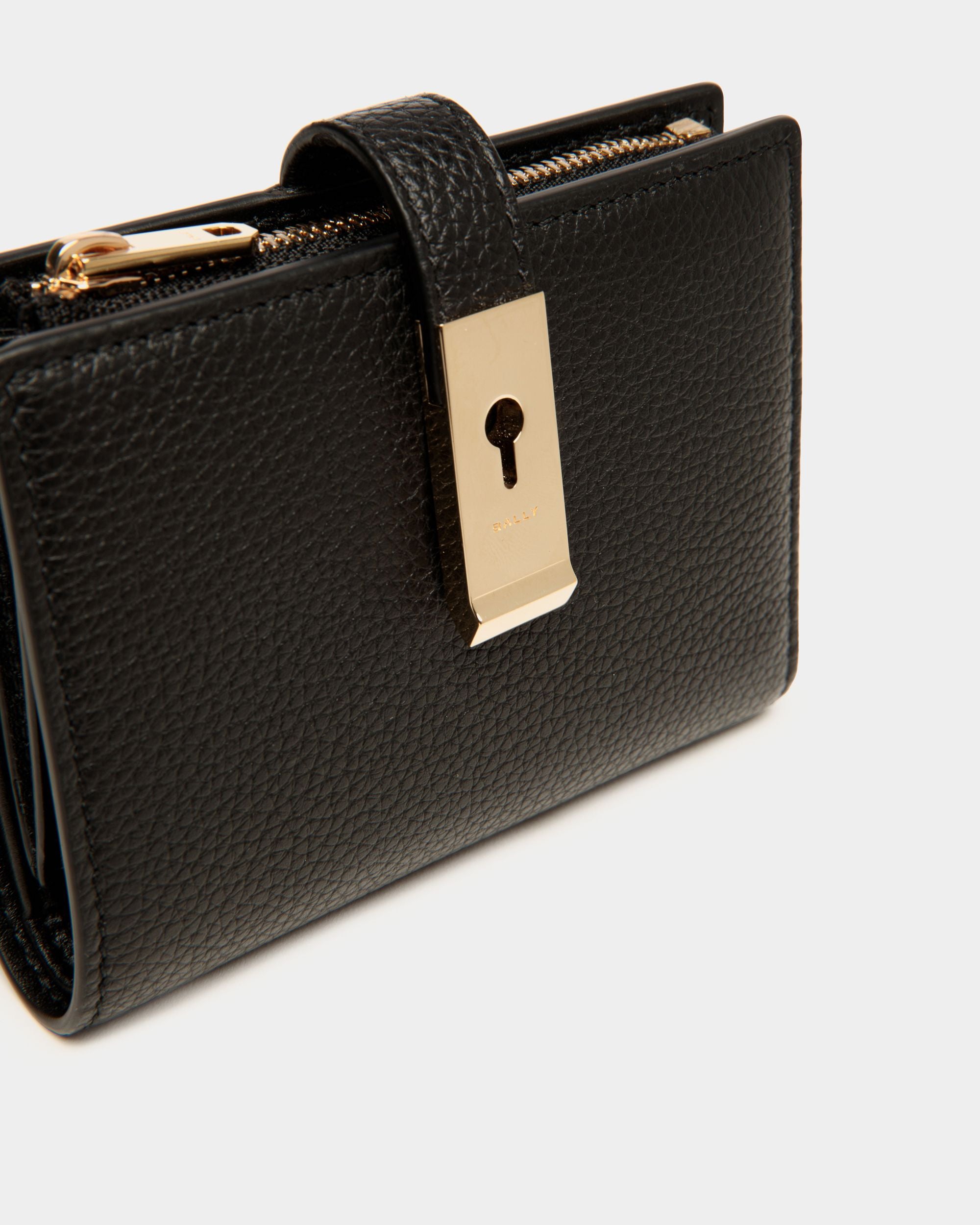 Lock Me Geldbörse Aus Genarbtem Leder In Schwarz - Damen - Bally - 04