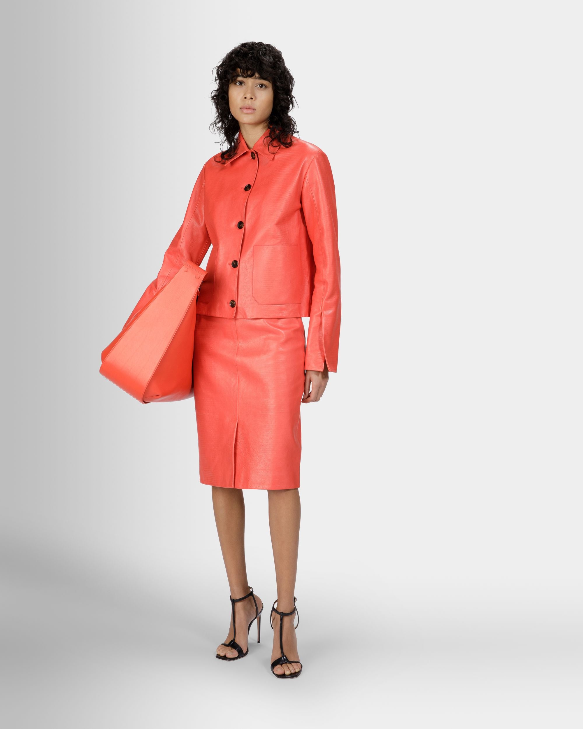 Lederjacke In Orange - Damen - Bally - 05