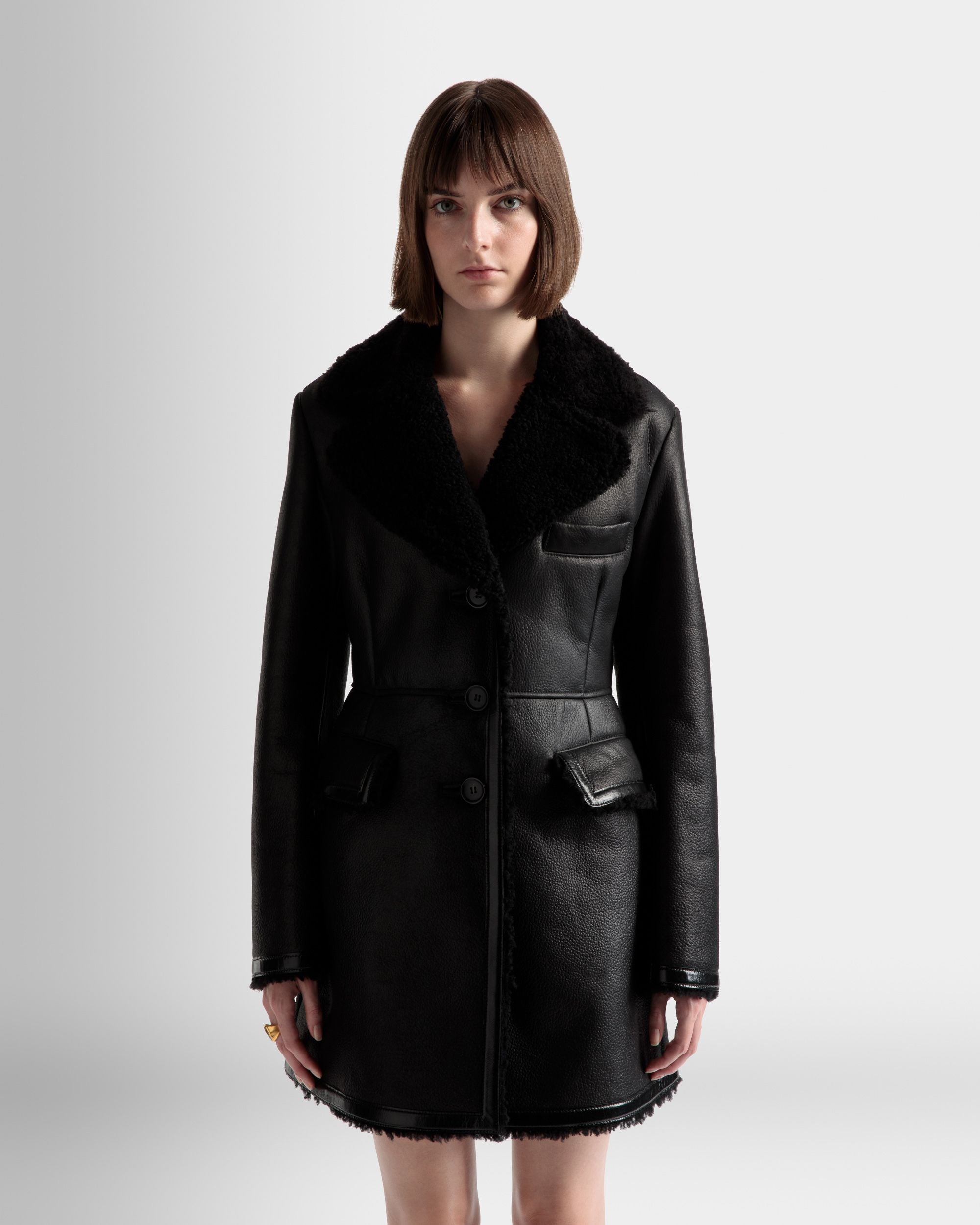 Mantel Mit Wollfutter Aus Leder In Schwarz - Damen - Bally - 03