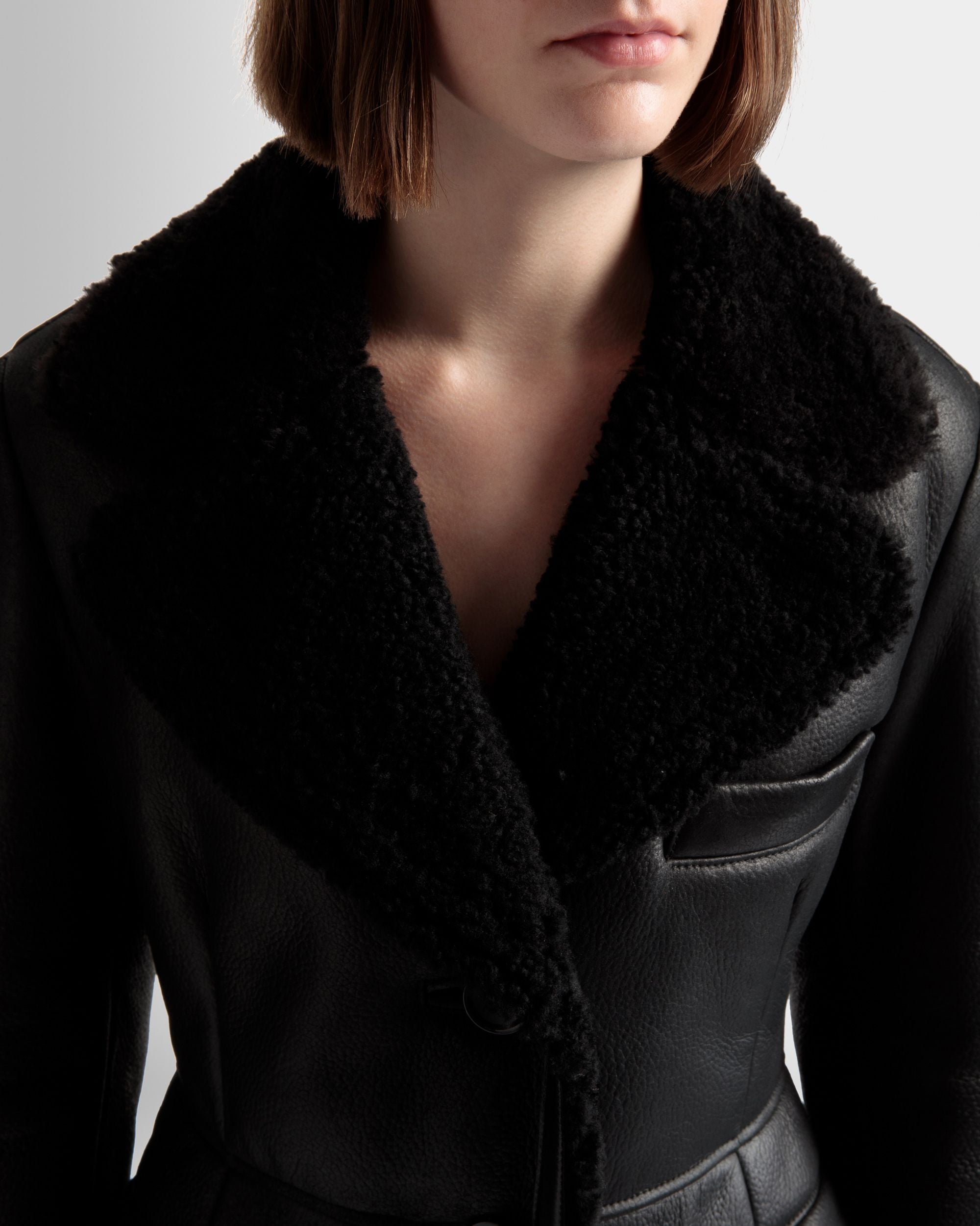 Mantel Mit Wollfutter Aus Leder In Schwarz - Damen - Bally - 04