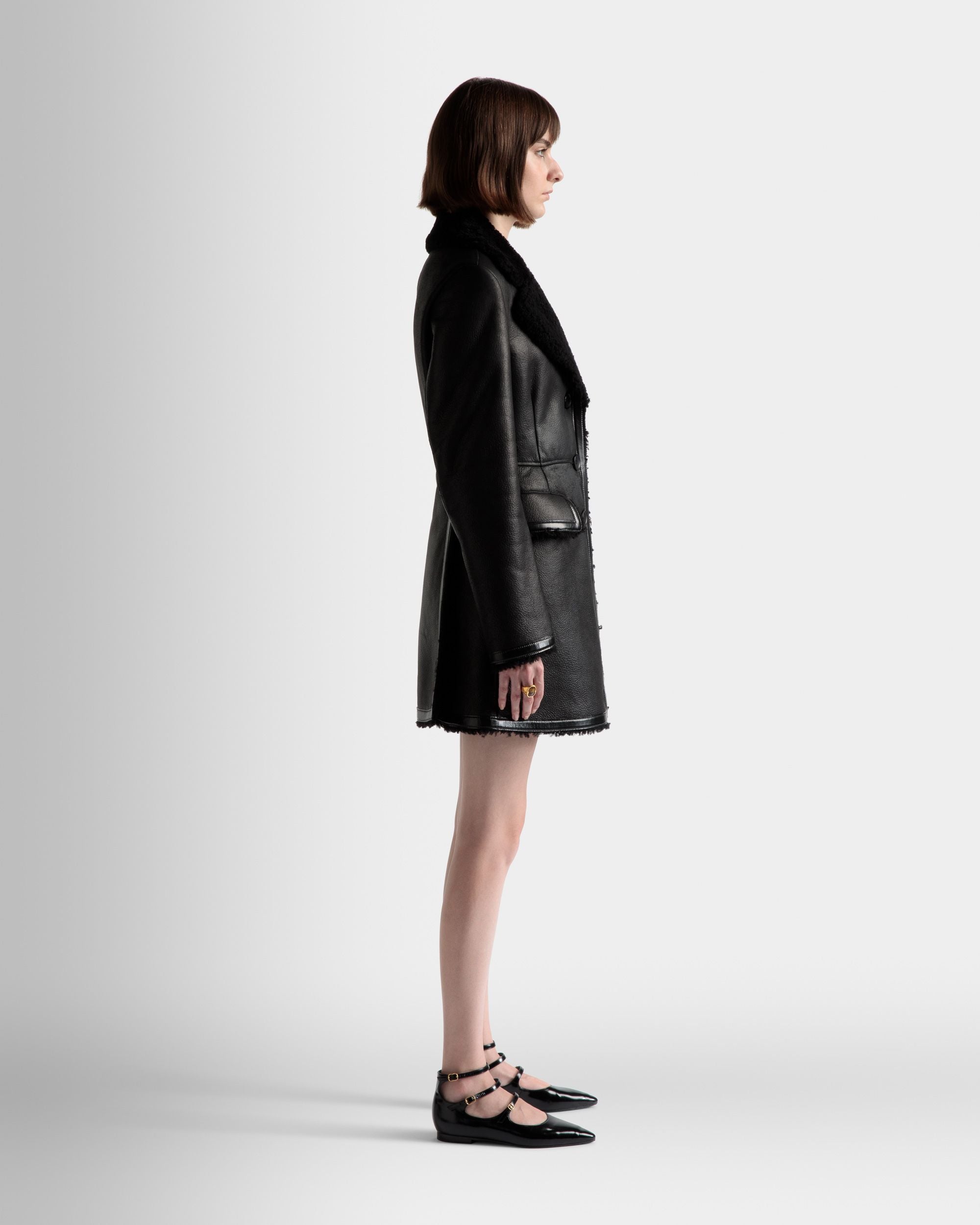 Mantel Mit Wollfutter Aus Leder In Schwarz - Damen - Bally - 05