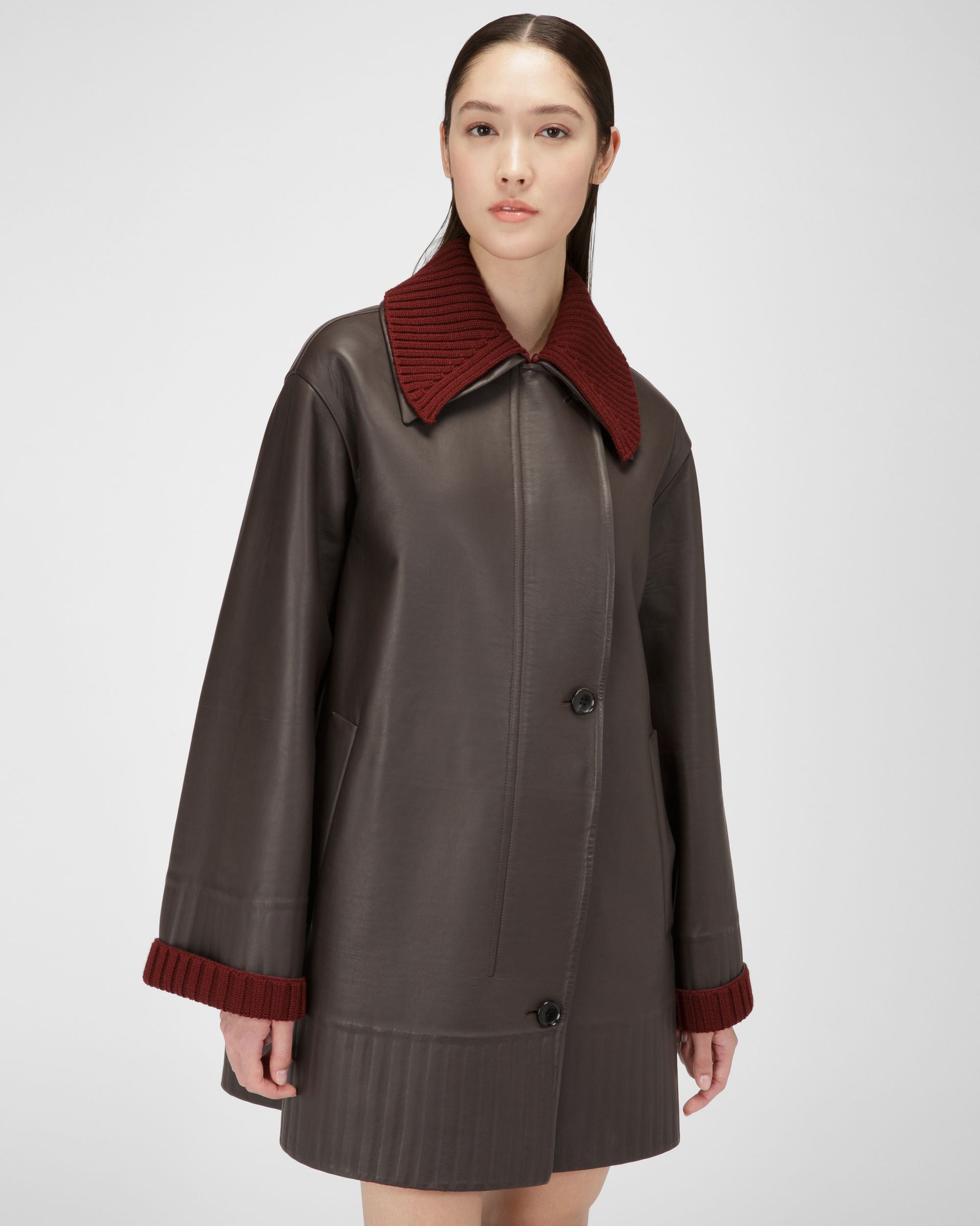 Mantel Aus Ebenholzbraunem Leder - Damen - Bally - 01