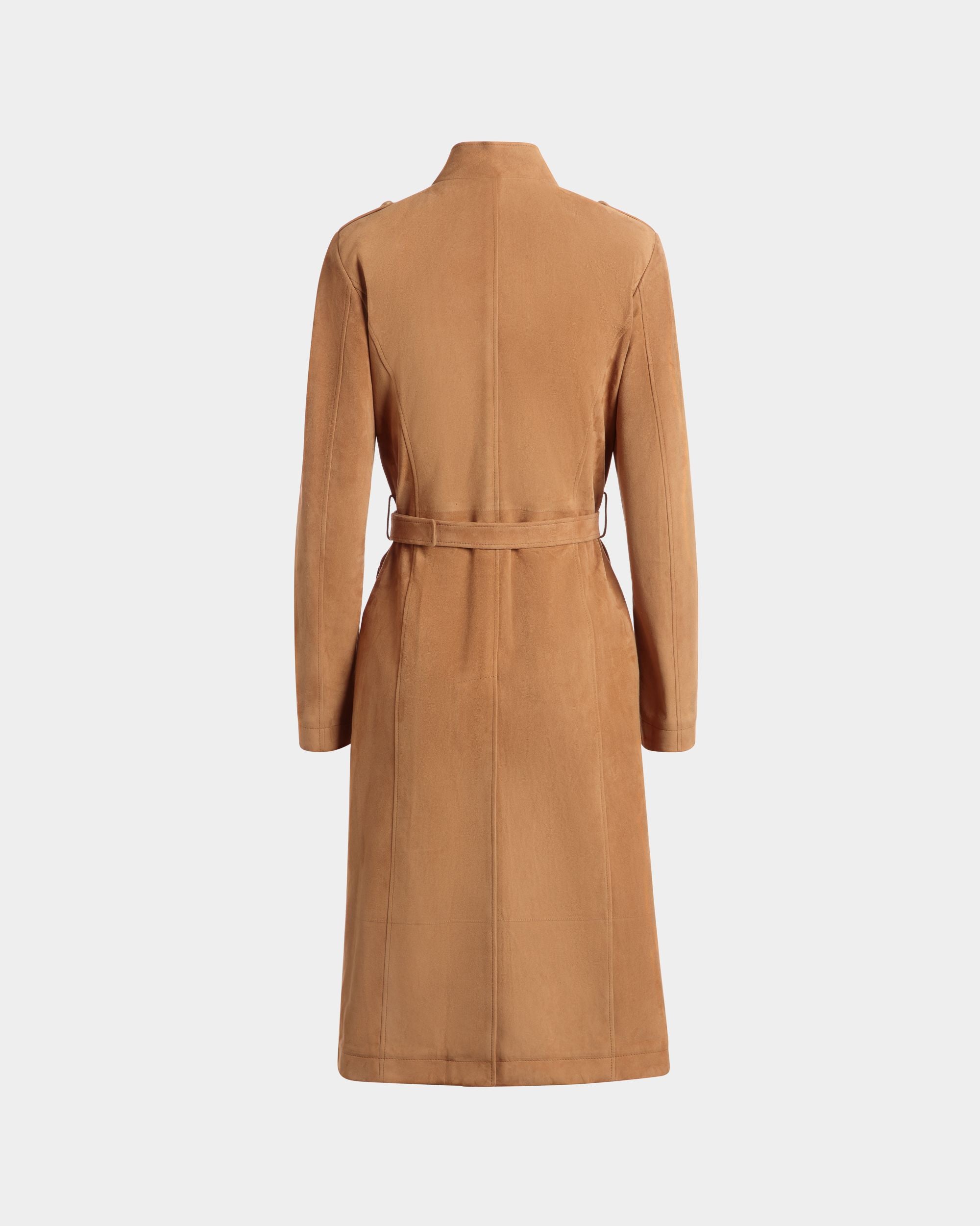 Kleid Mit Gürtel Aus Braunem Veloursleder - Damen - Bally - 03