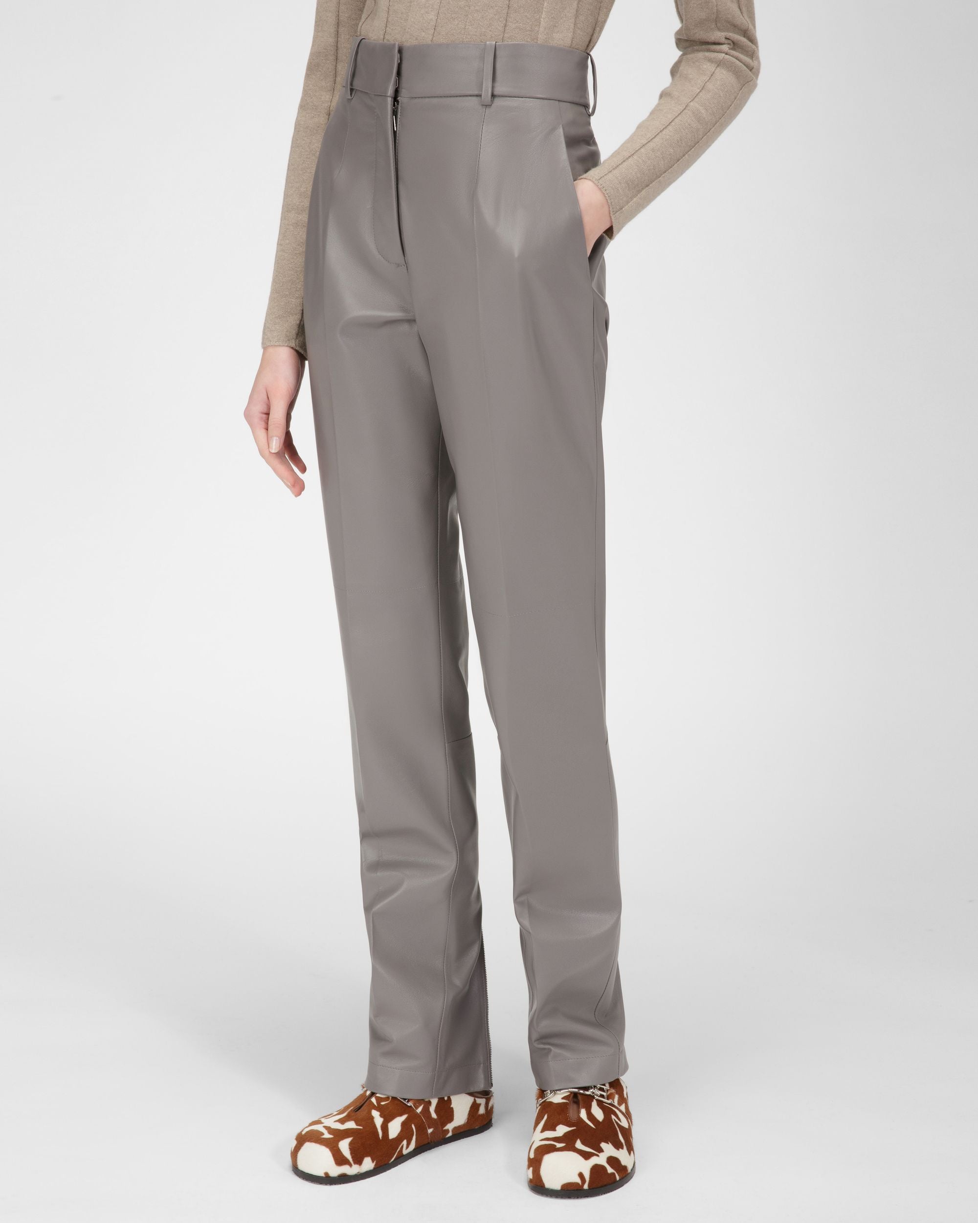 Hose Aus Grauem Leder - Damen - Bally - 01