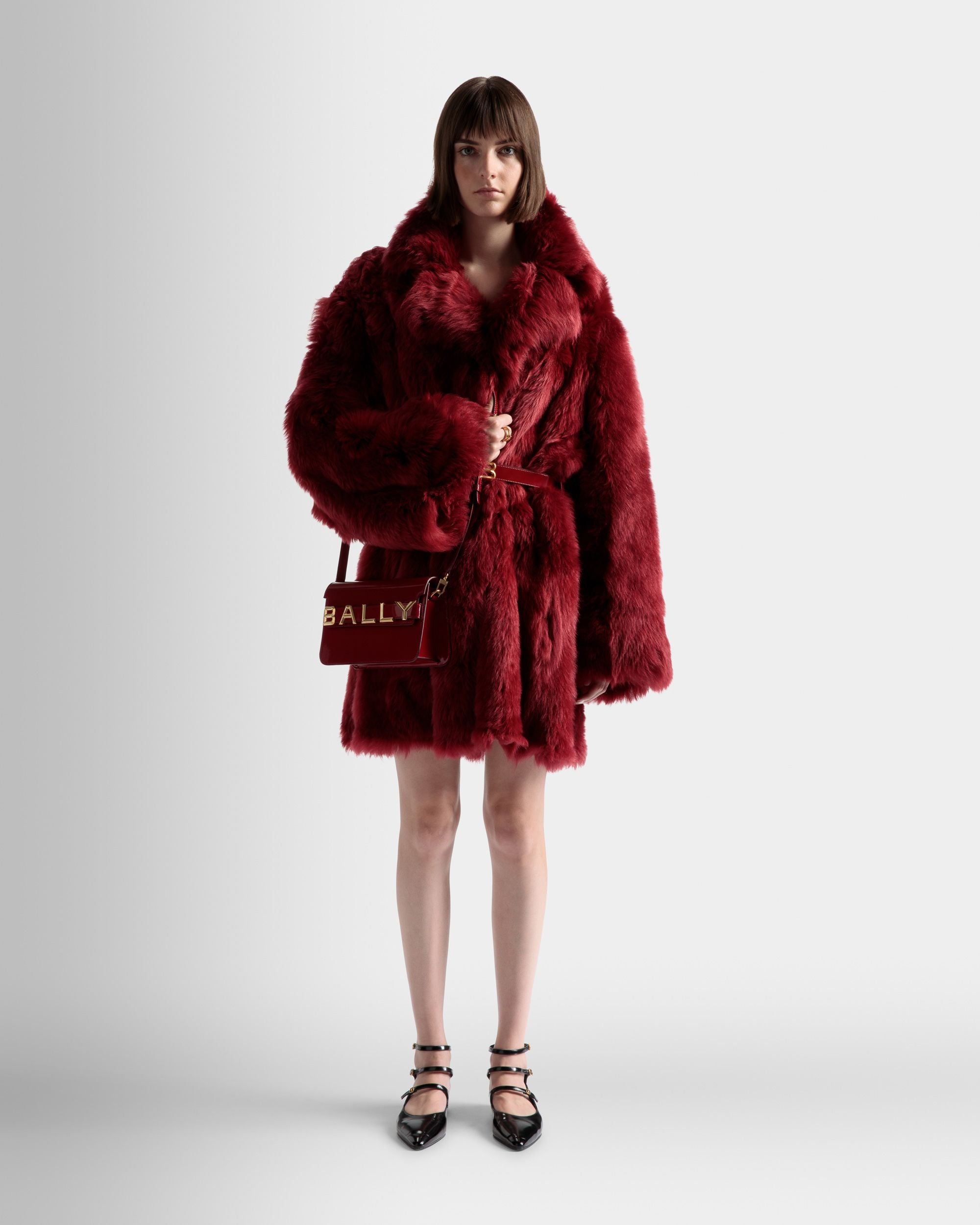 Veloursmantel Aus Rotem Leder - Damen - Bally - 02