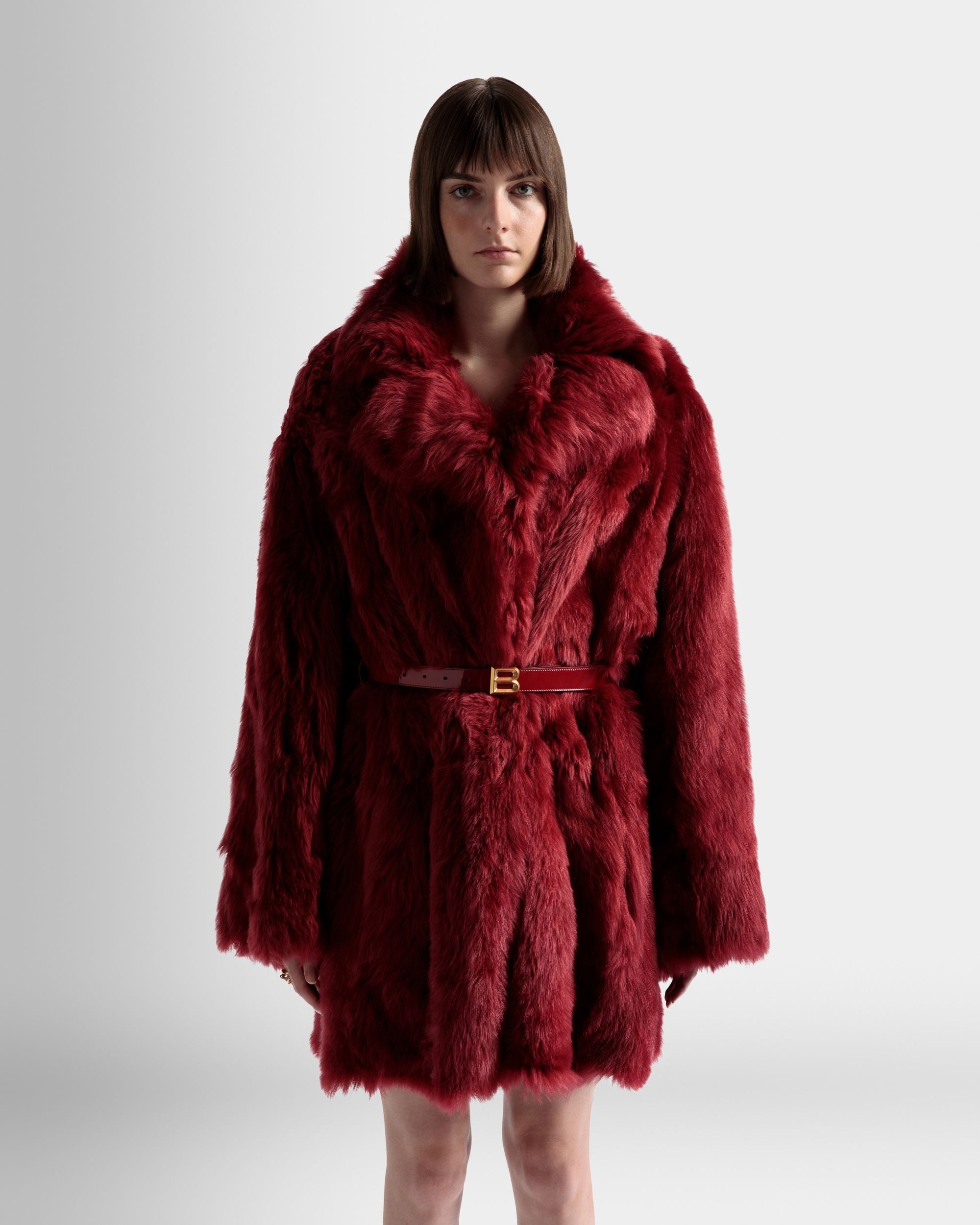 Veloursmantel Aus Rotem Leder - Damen - Bally - 03
