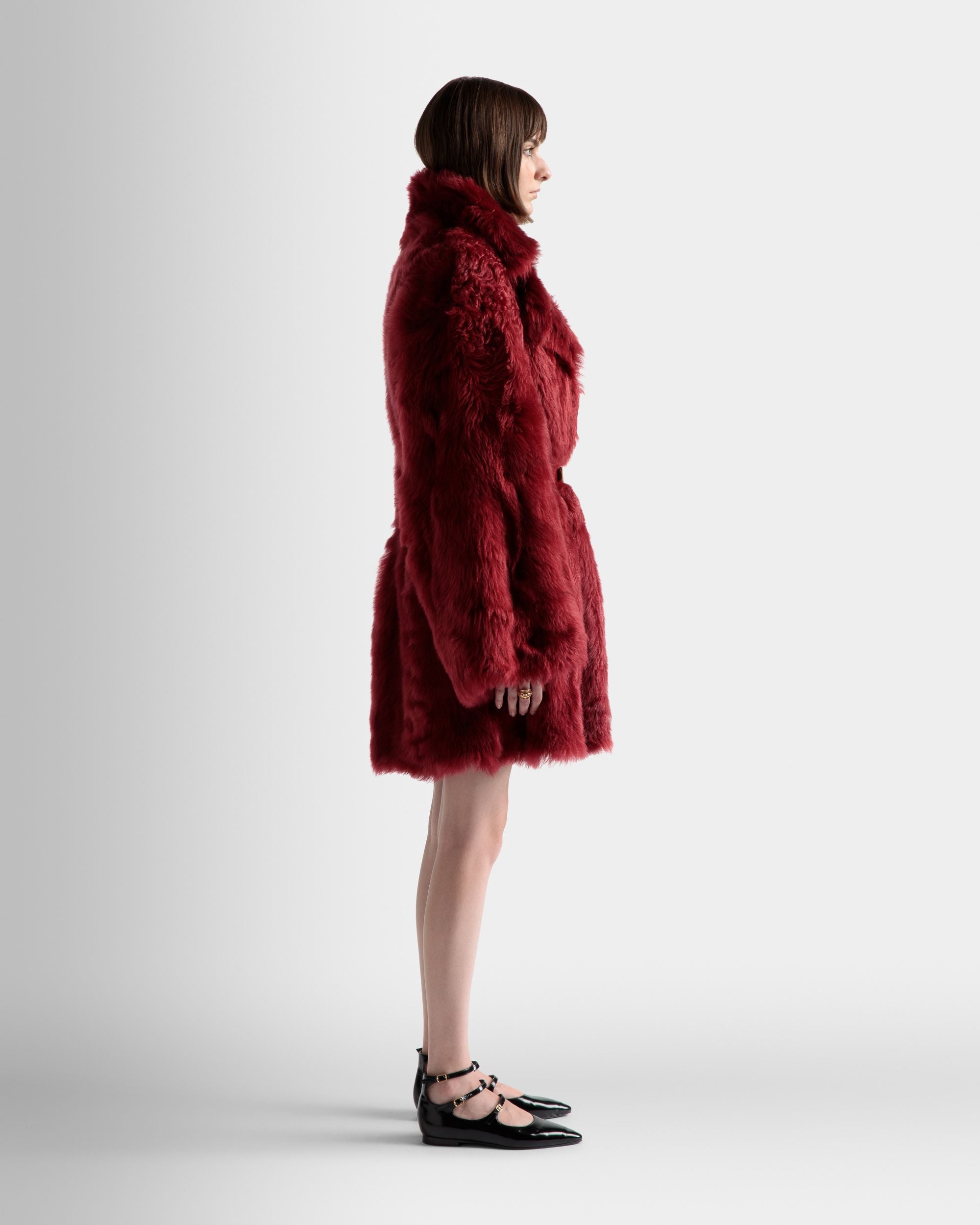Veloursmantel Aus Rotem Leder - Damen - Bally - 05