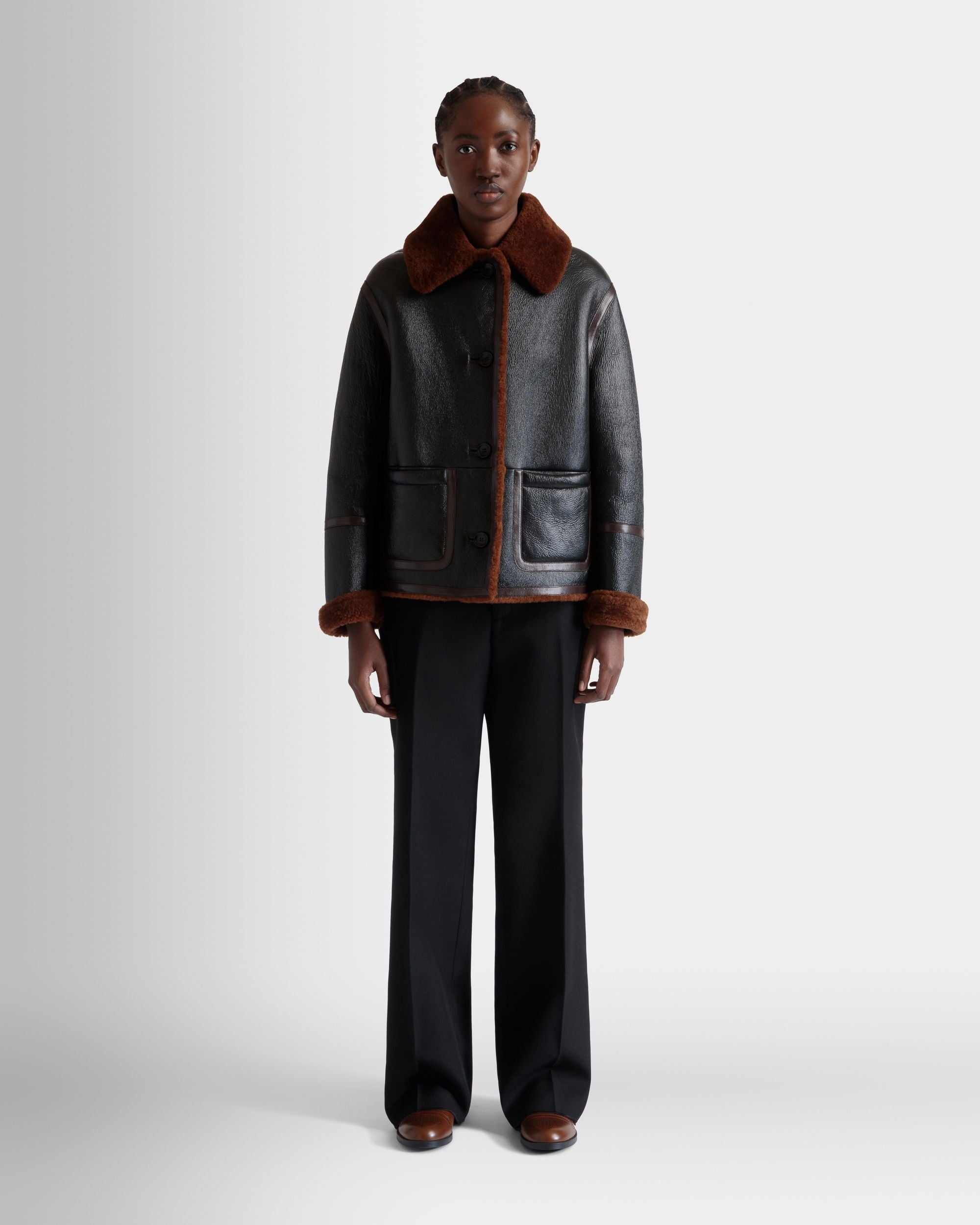 Jacke Aus Schwarzem Leder Mit Shearling-Futter - Damen - Bally - 02