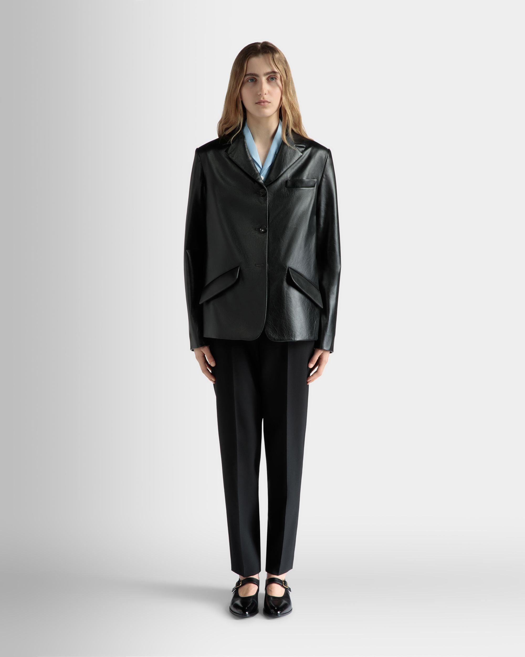 Einreihige Jacke Aus Leder In Schwarz - Damen - Bally - 02