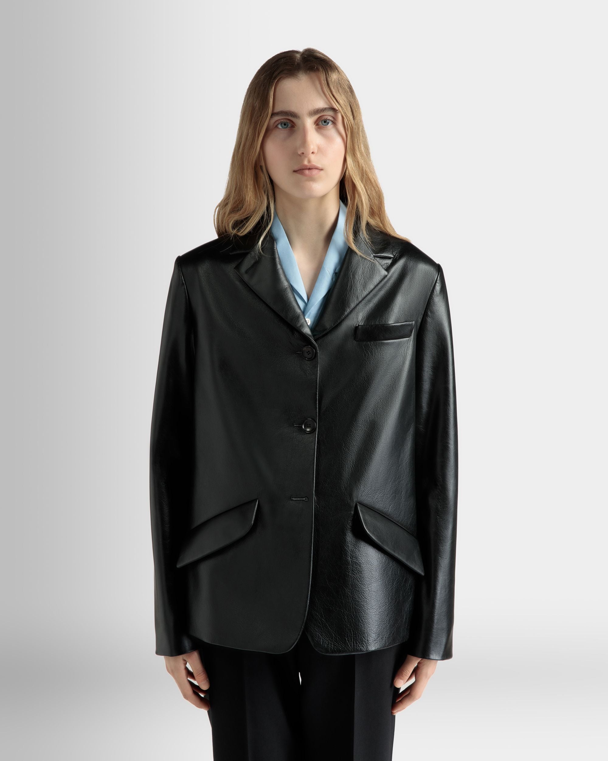 Einreihige Jacke Aus Leder In Schwarz - Damen - Bally - 03