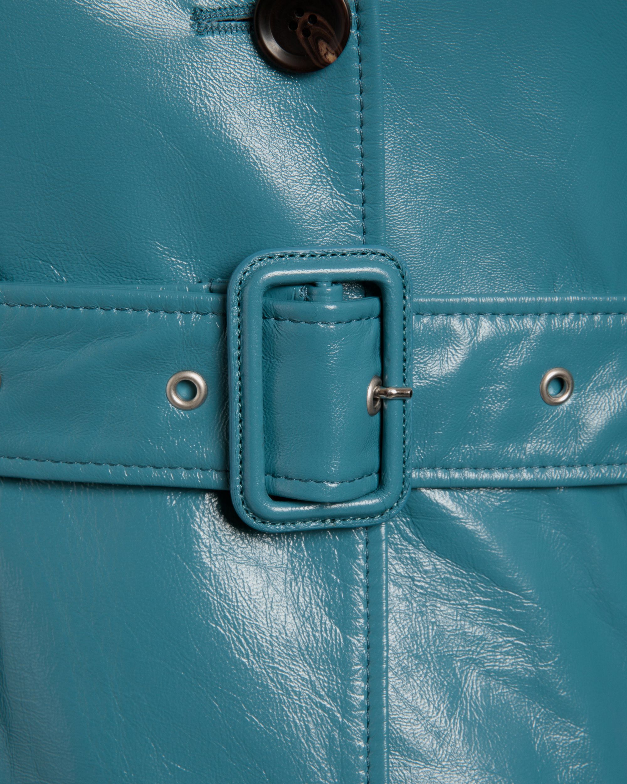 Mantel Mit Gürtel Aus Leder In Medium Blue - Damen - Bally - 04