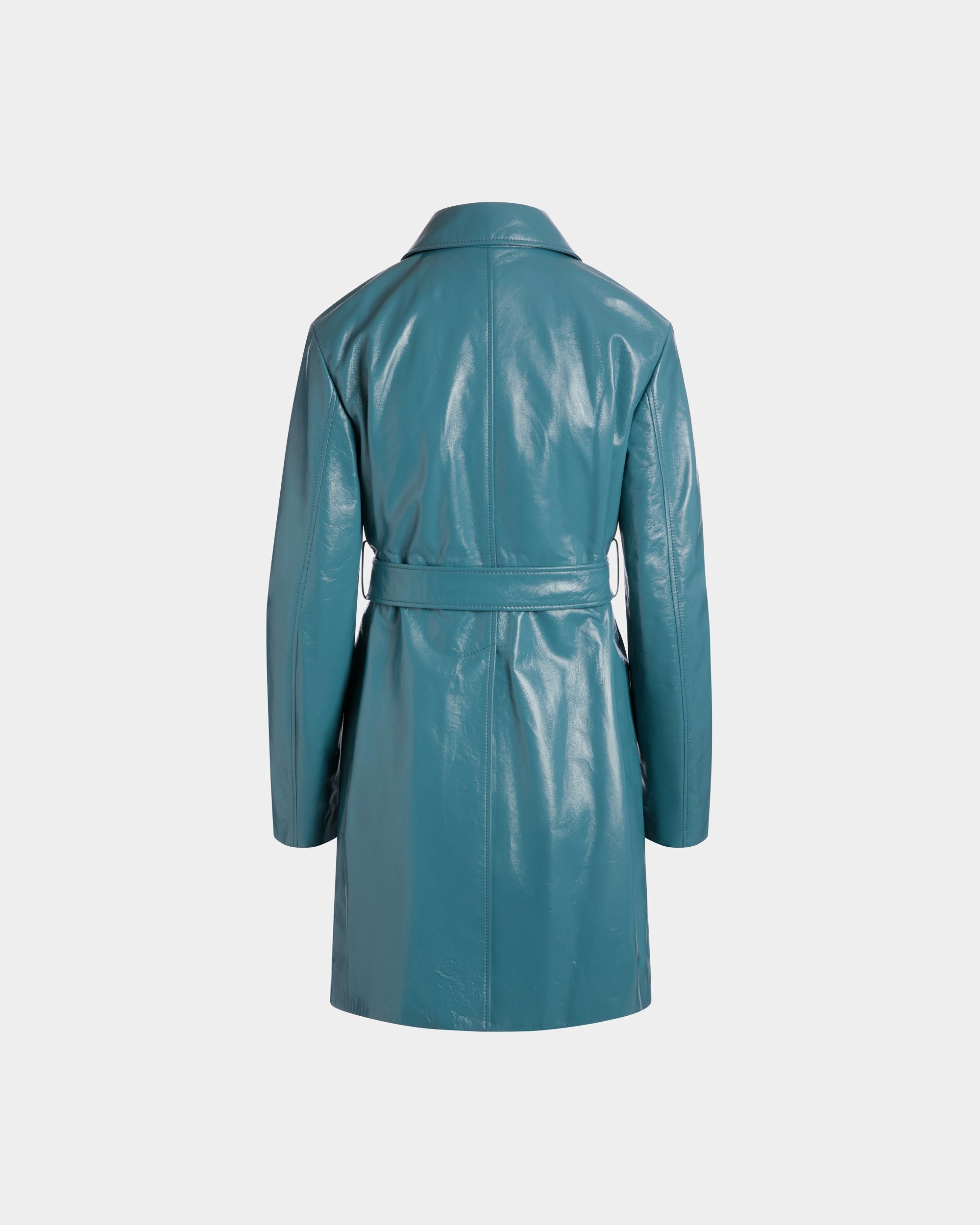 Mantel Mit Gürtel Aus Leder In Medium Blue - Damen - Bally - 06