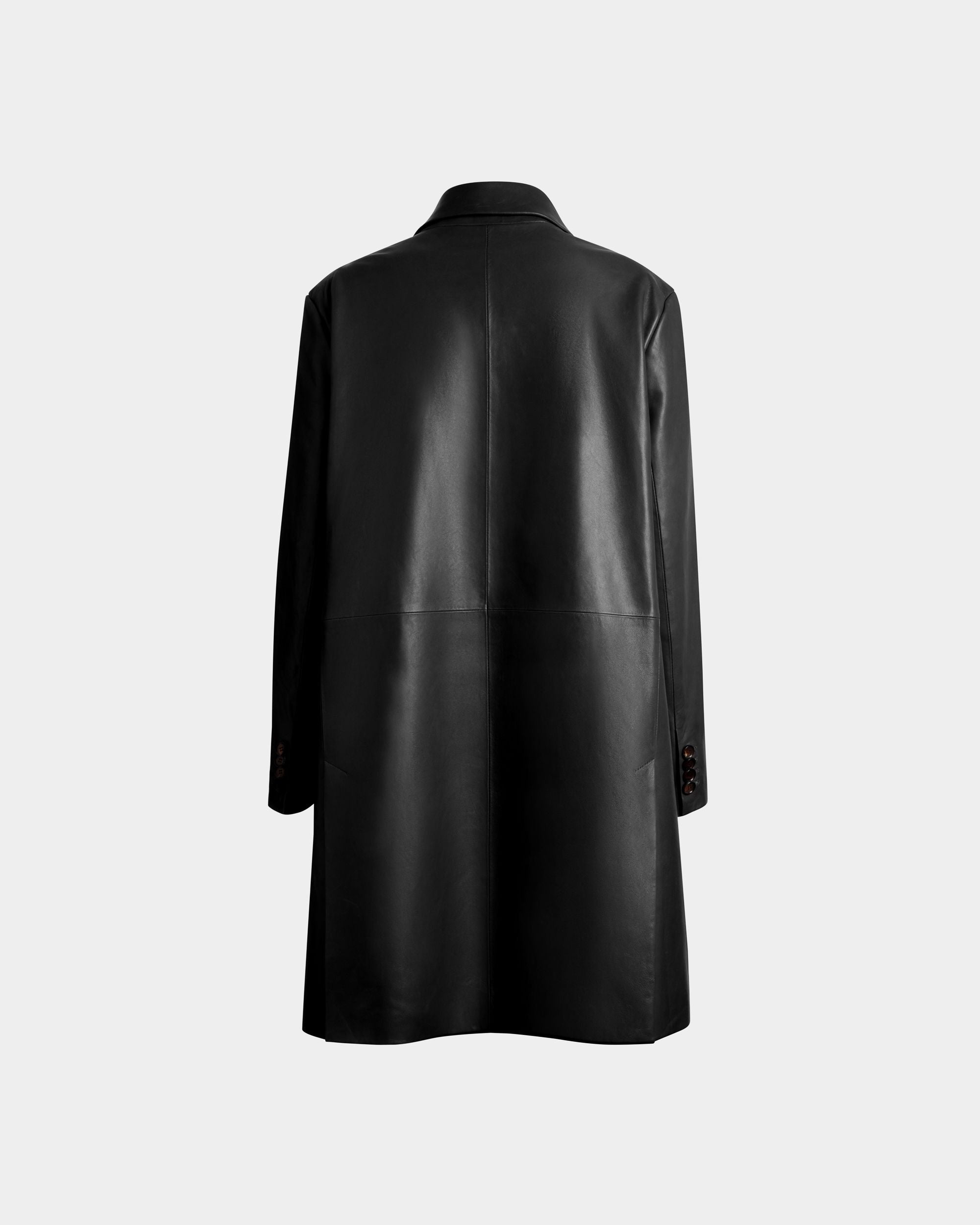 Einreihiger Midi-Mantel Aus Leder In Schwarz - Damen - Bally - 03