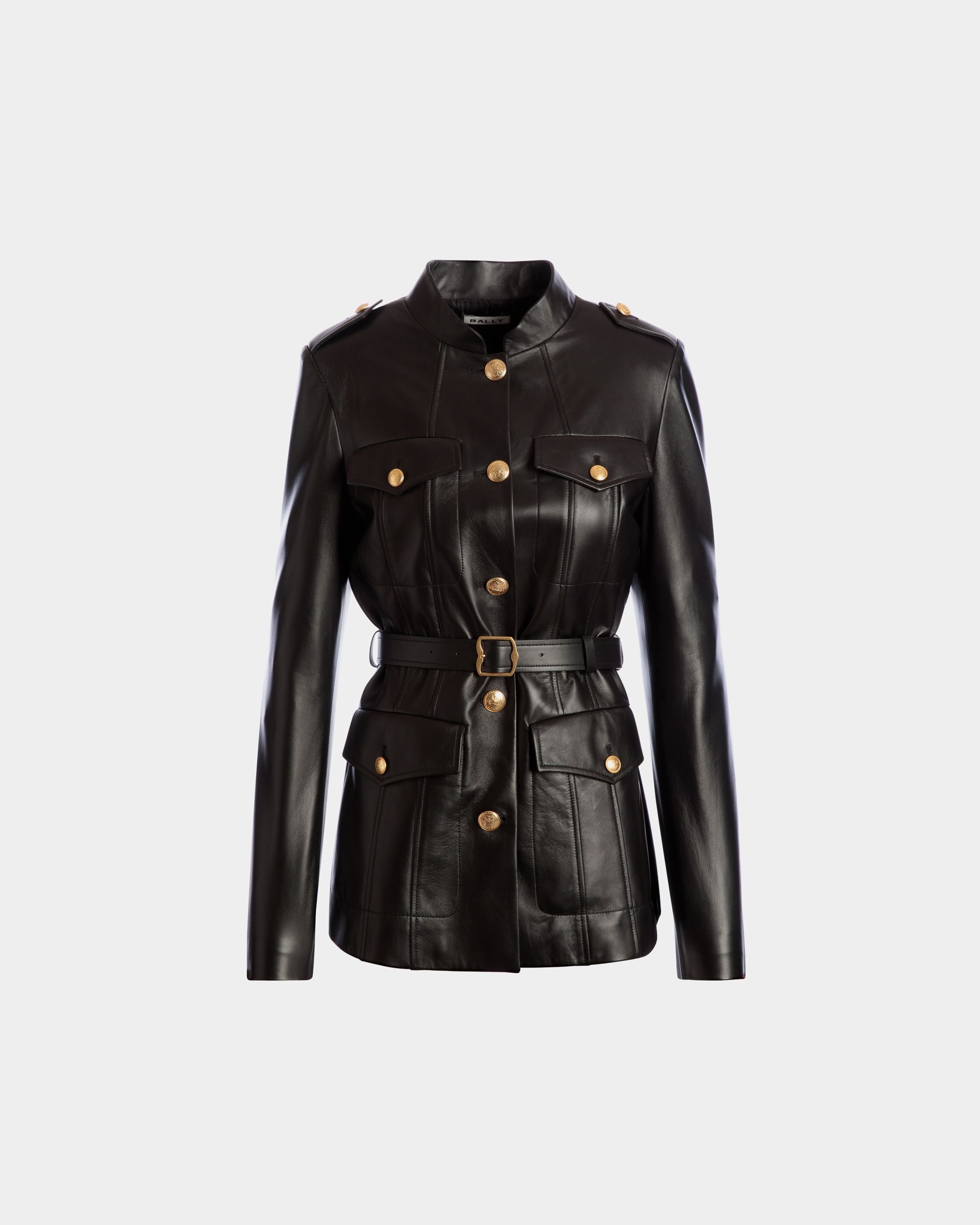 Gürteljacke Aus Leder In Schwarz - Damen - Bally - 01