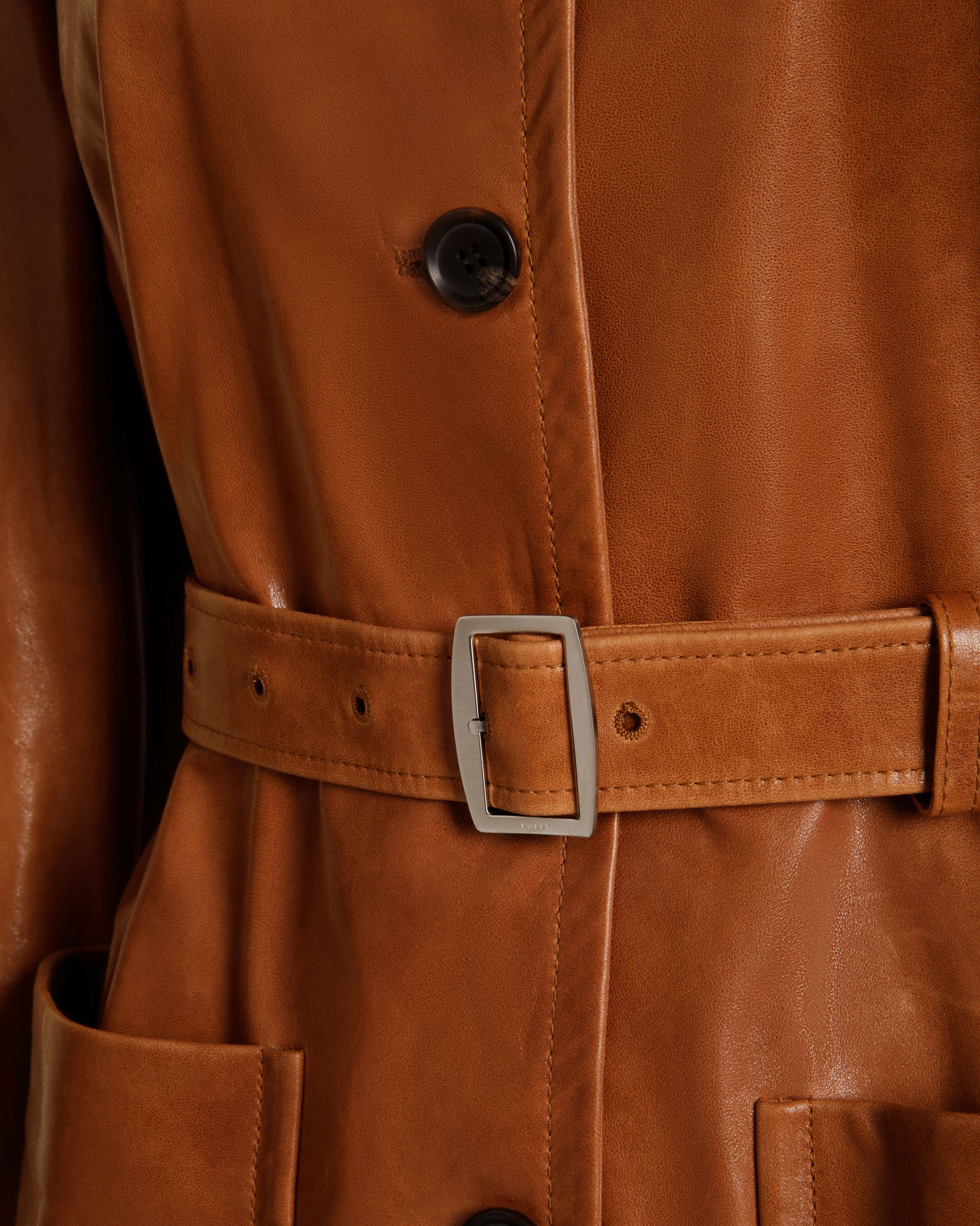 Jacke Mit Gürtel Aus Leder In Braun - Damen - Bally - 04