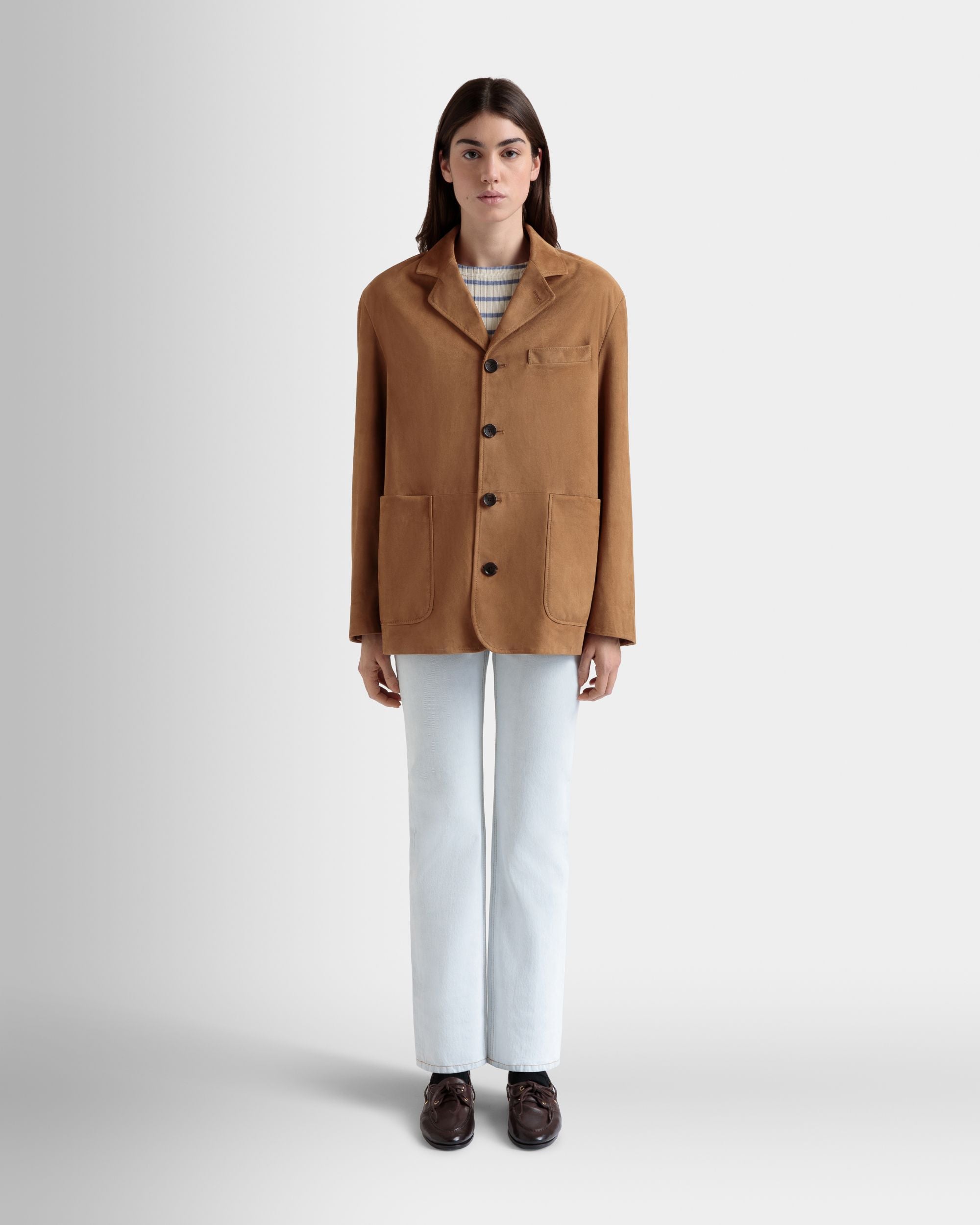 Blazer Aus Braunem Veloursleder - Damen - Bally - 02