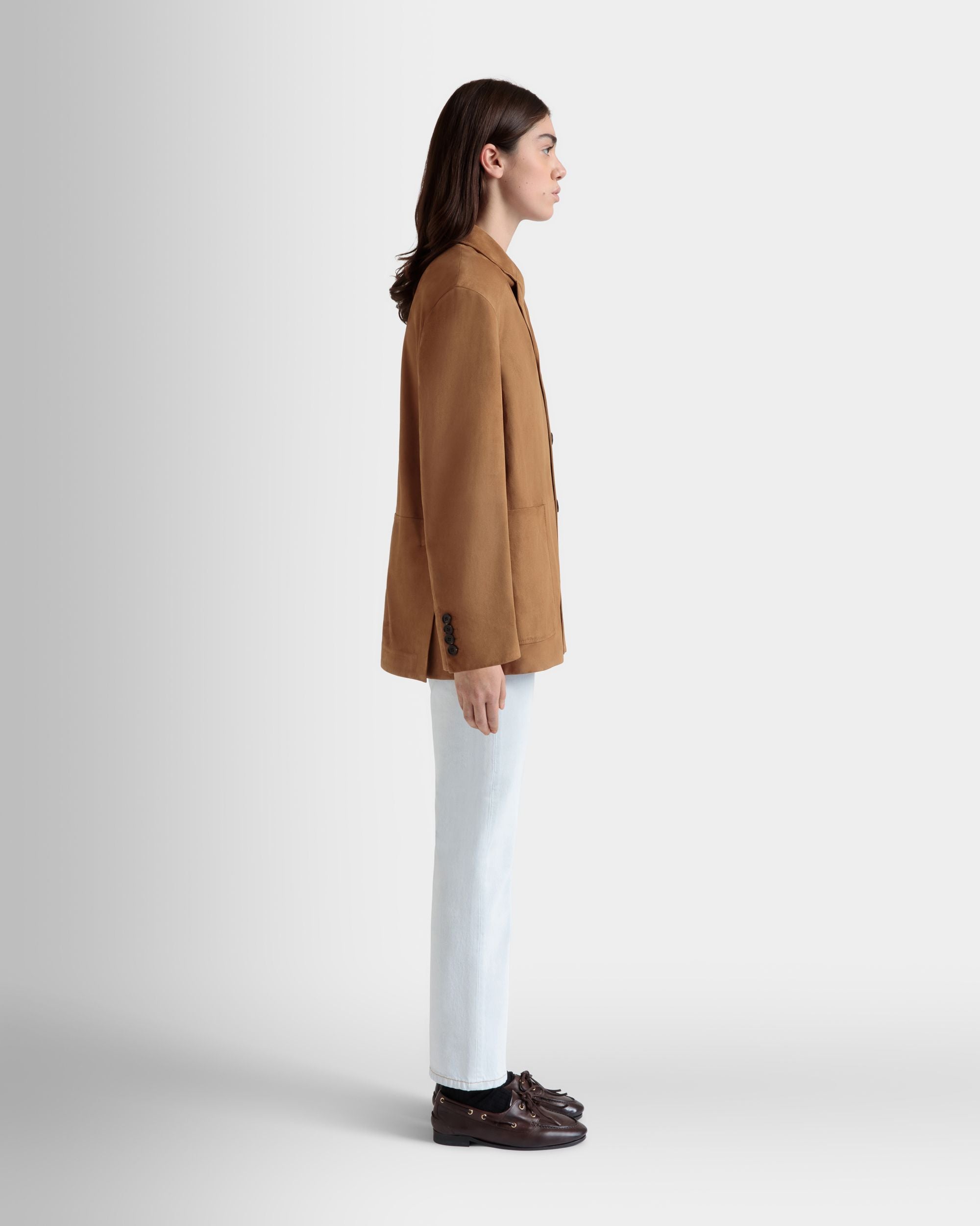 Blazer Aus Braunem Veloursleder - Damen - Bally - 05