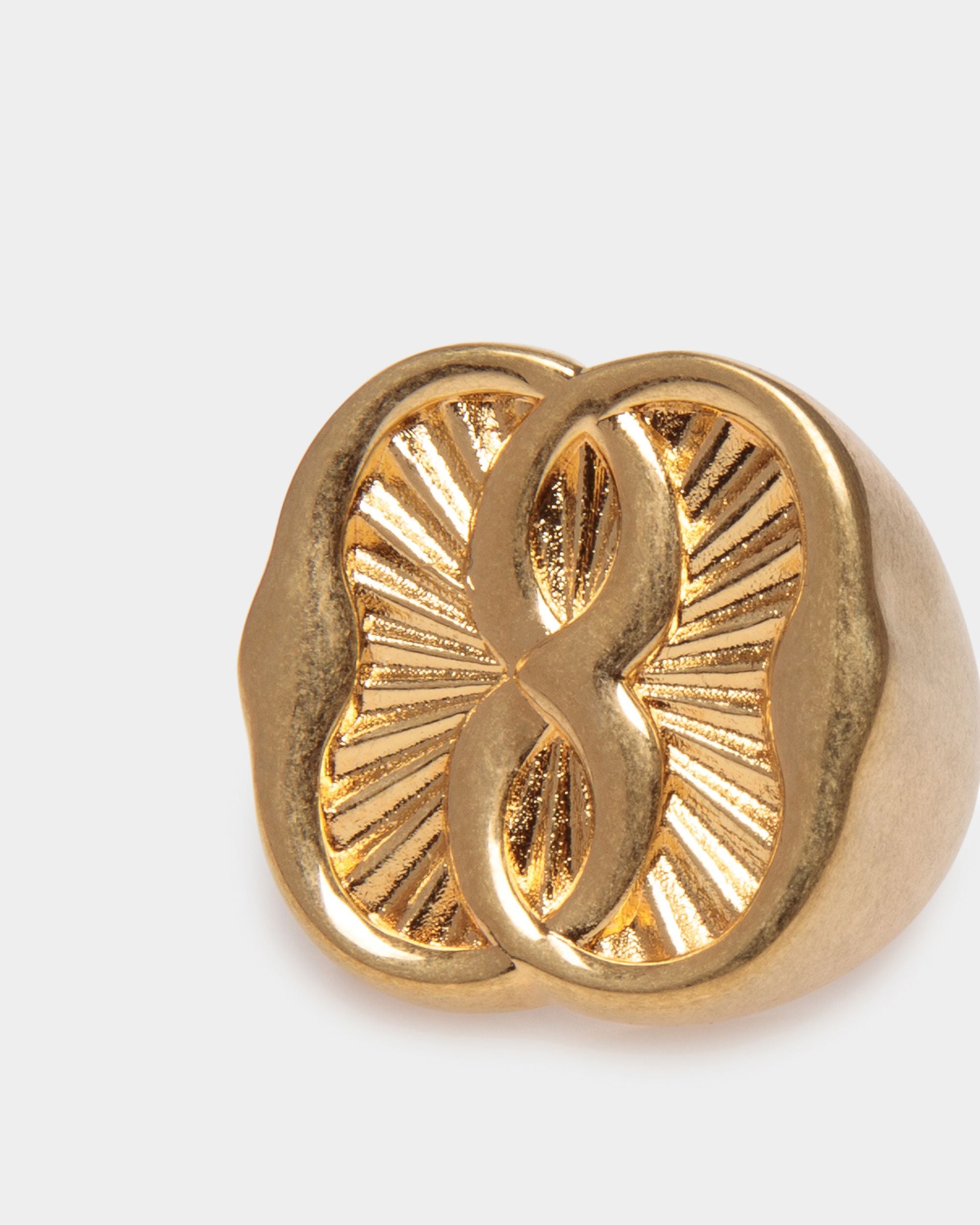 Emblem Ring Aus Goldfarbenem Ecobrass - Damen - Bally - 04