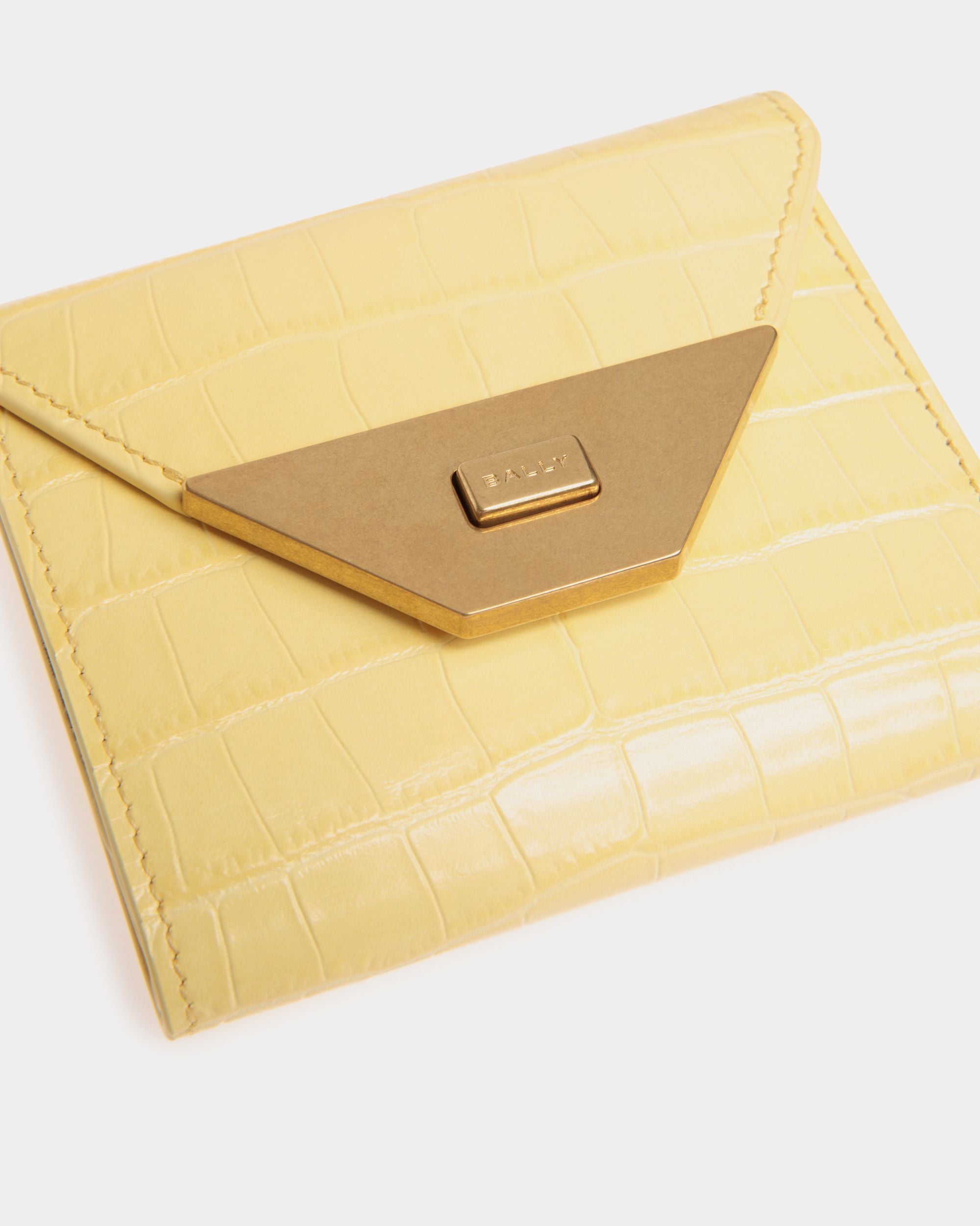 Tilt Geldbörse Aus Leder Mit Kroko-Print In Vanana Yellow - Damen - Bally - 04