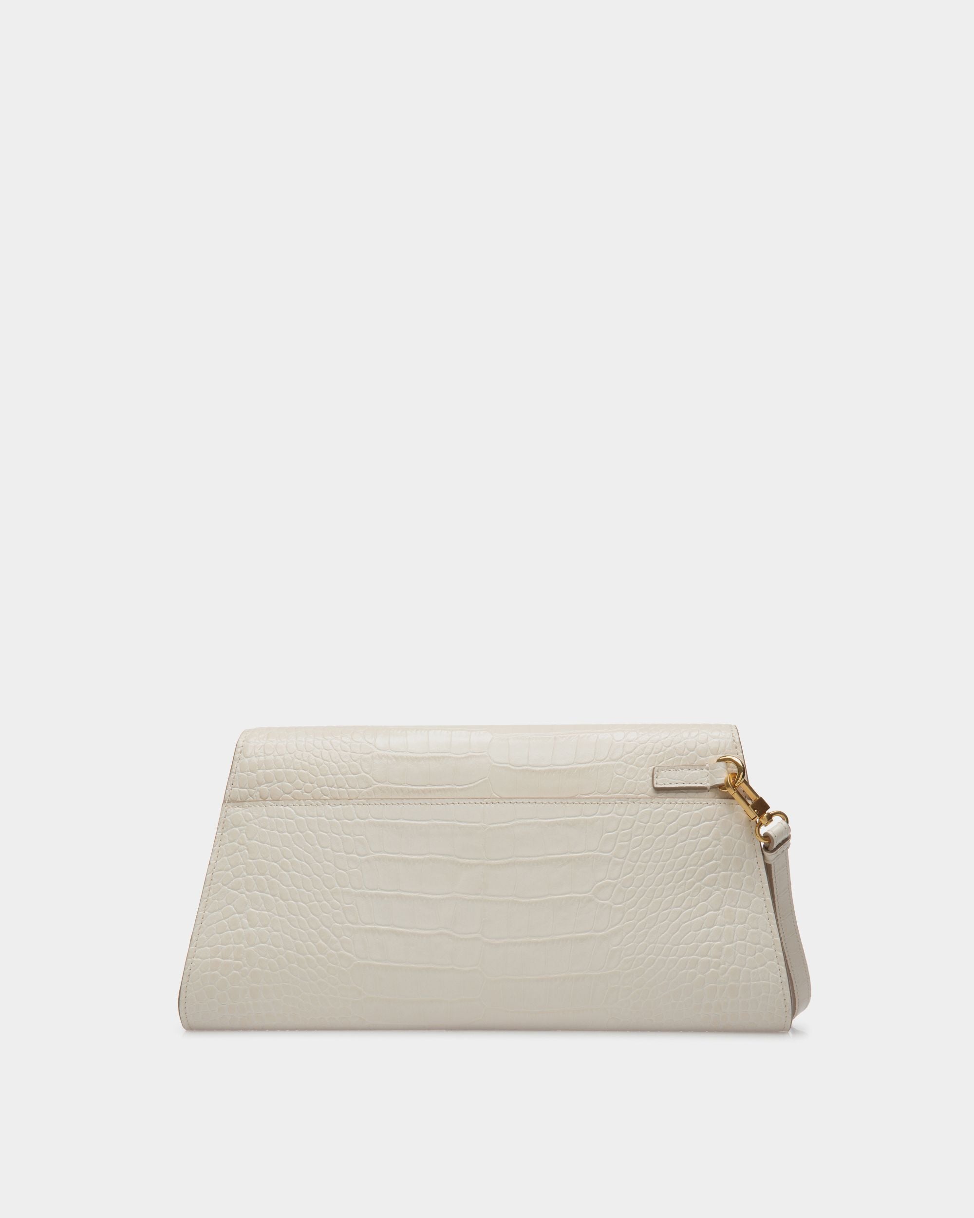 Tilt Clutch Aus Leder Mit Kroko-Print In Bone - Damen - Bally - 02