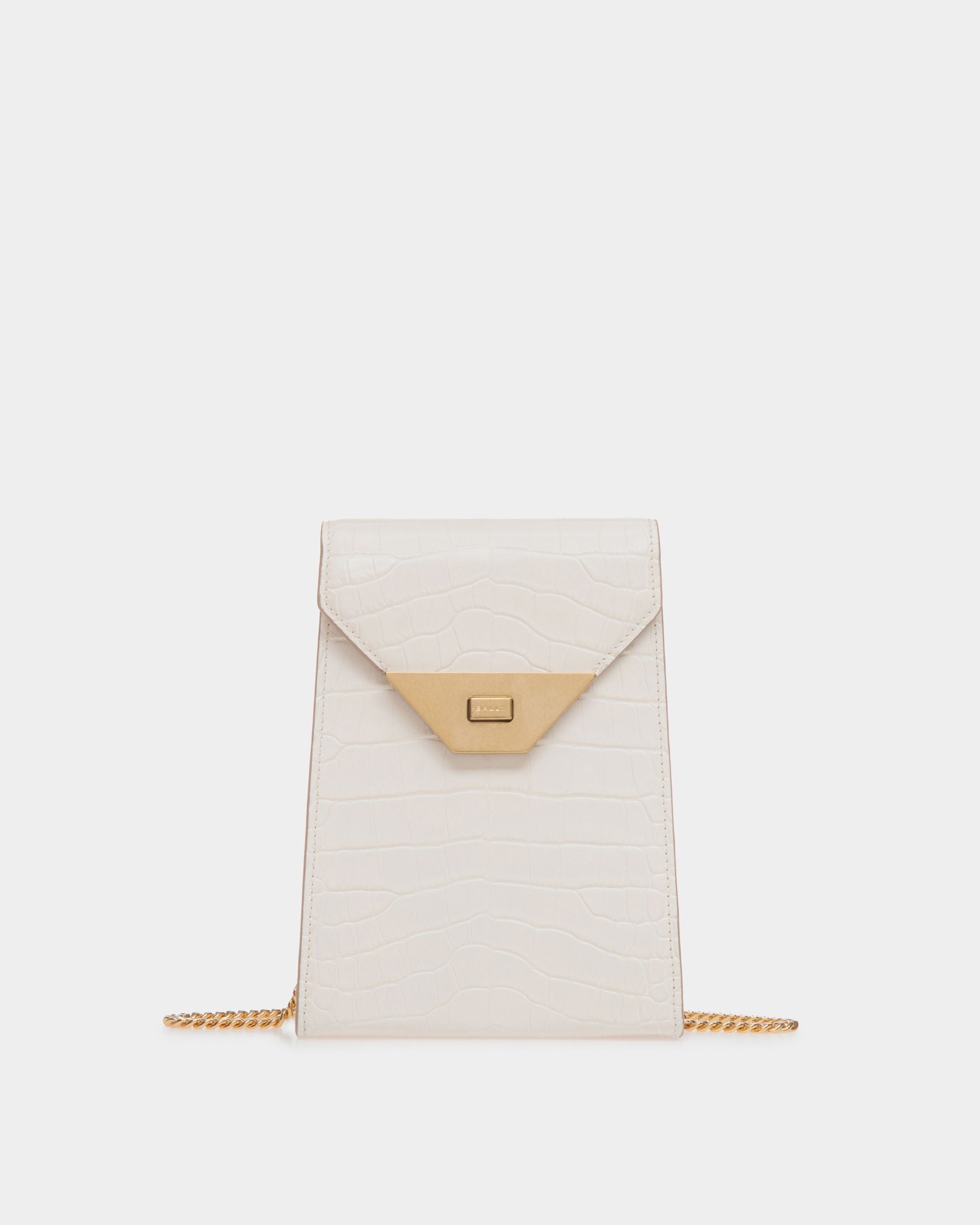 Tilt Smartphone-Tasche Aus Leder Mit Kroko-Print In Weiß - Damen - Bally - 01