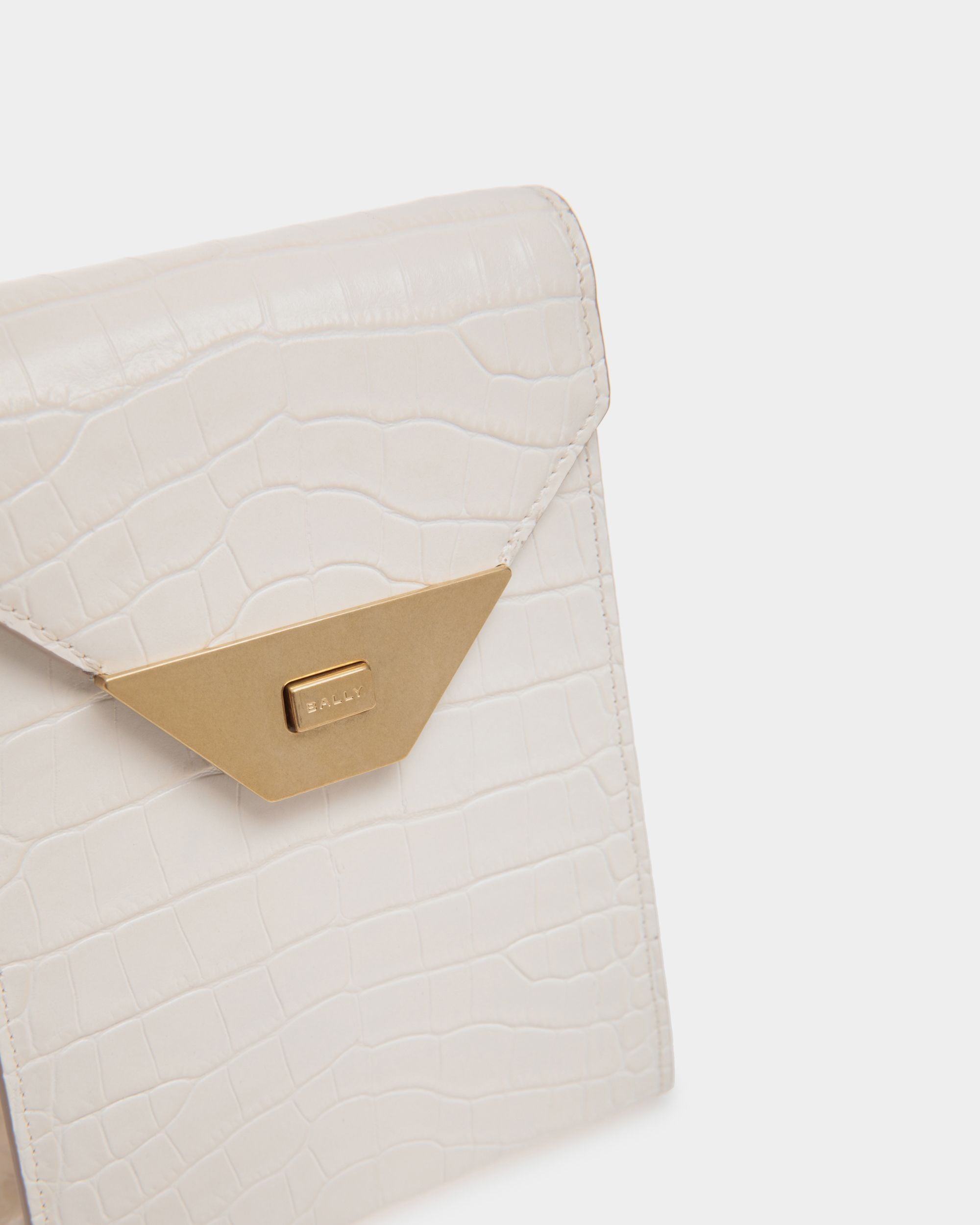 Tilt Smartphone-Tasche Aus Leder Mit Kroko-Print In Weiß - Damen - Bally - 04