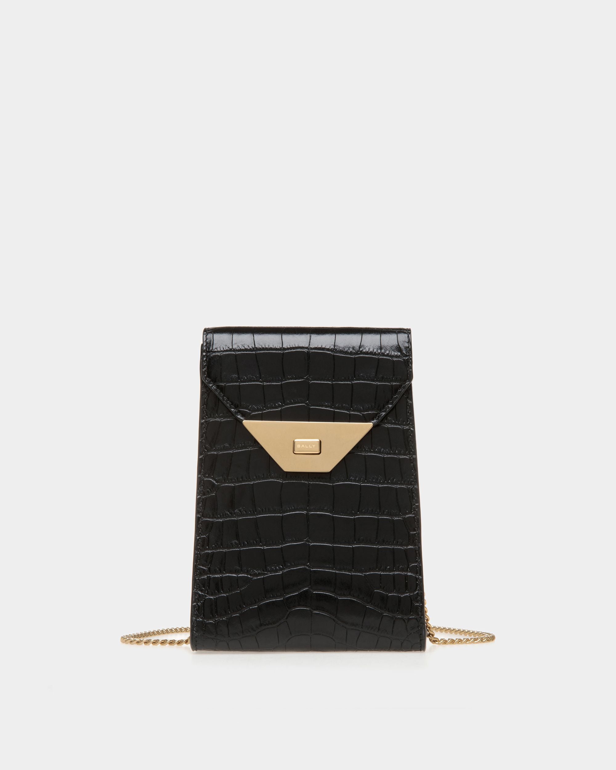 Tilt Smartphone-Tasche Aus Leder Mit Kroko-Print In Schwarz - Damen - Bally - 01