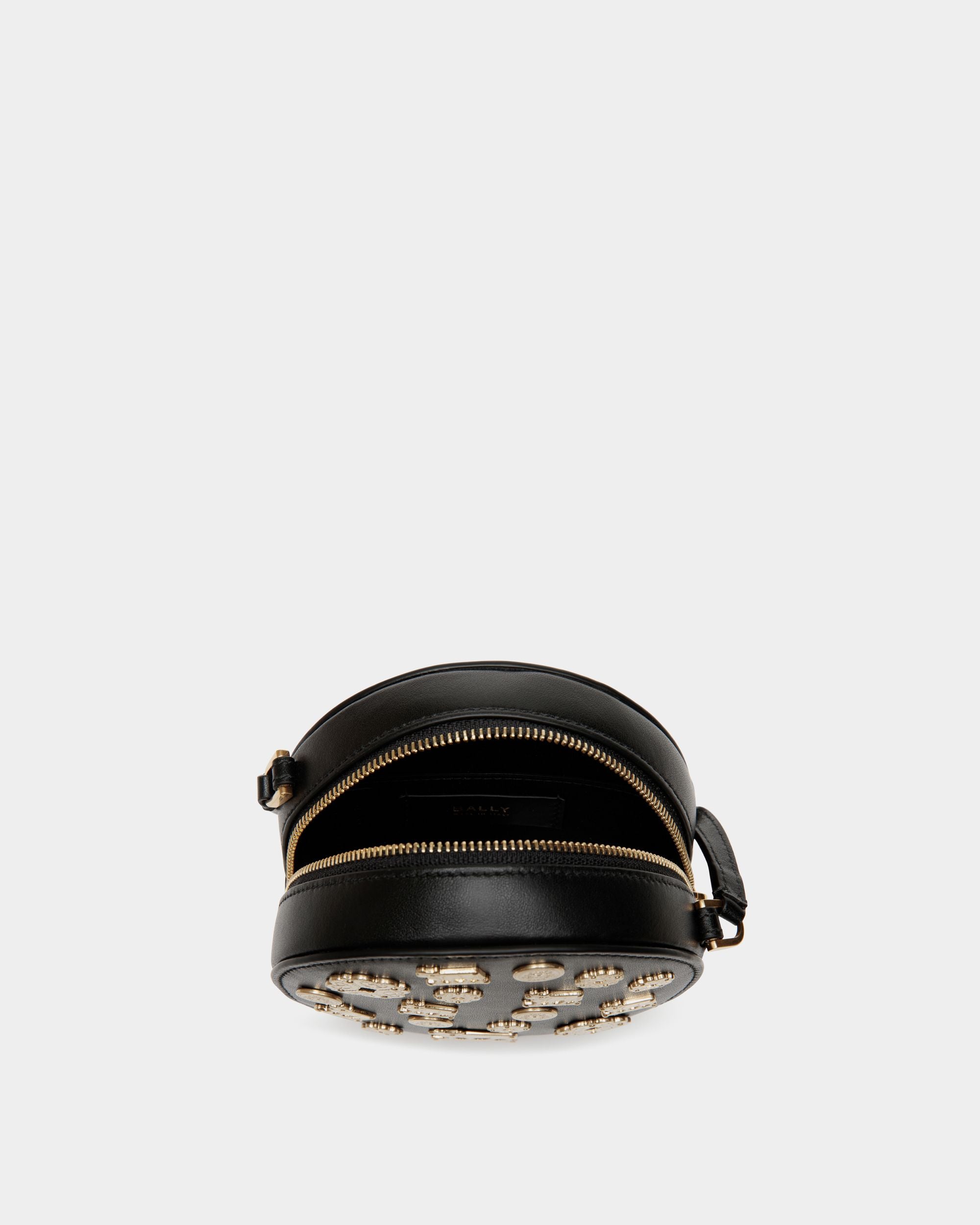 Swissness Round Minibag Mit Nieten Aus Leder In Schwarz - Damen - Bally - 03