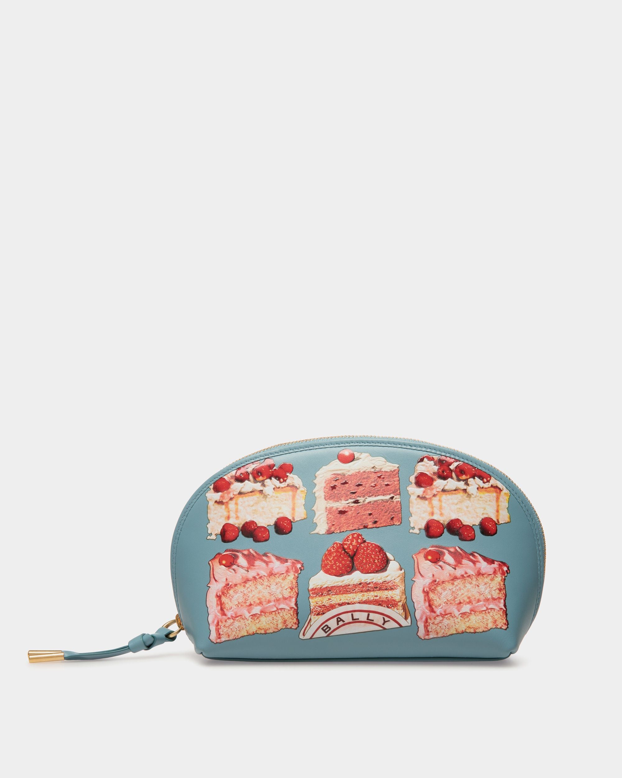 Beuteltasche Aus Leder In Medium Blue Mit Bally-Cake-Print - Damen - Bally - 01
